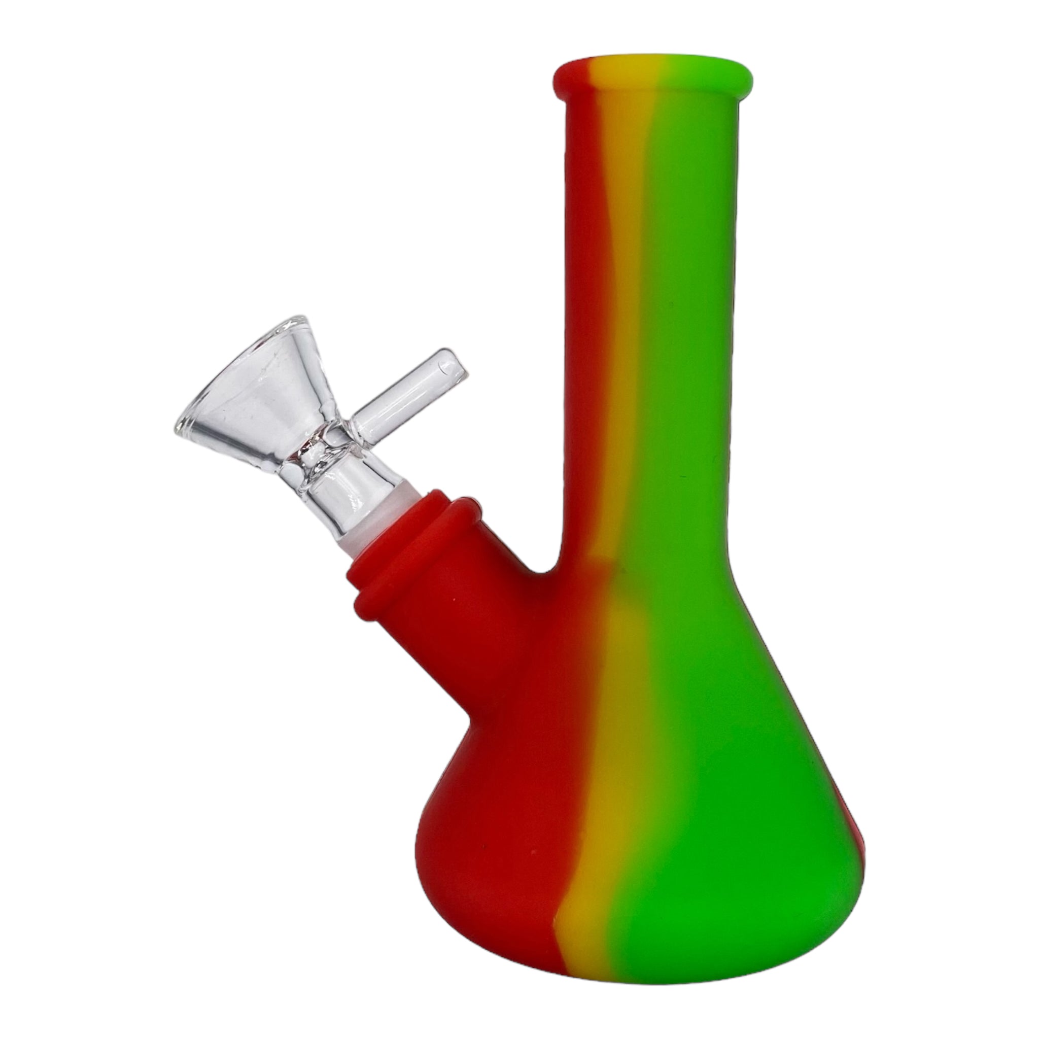 5 Inch Mini Silicone Rubber Beaker Bong Rasta Colors