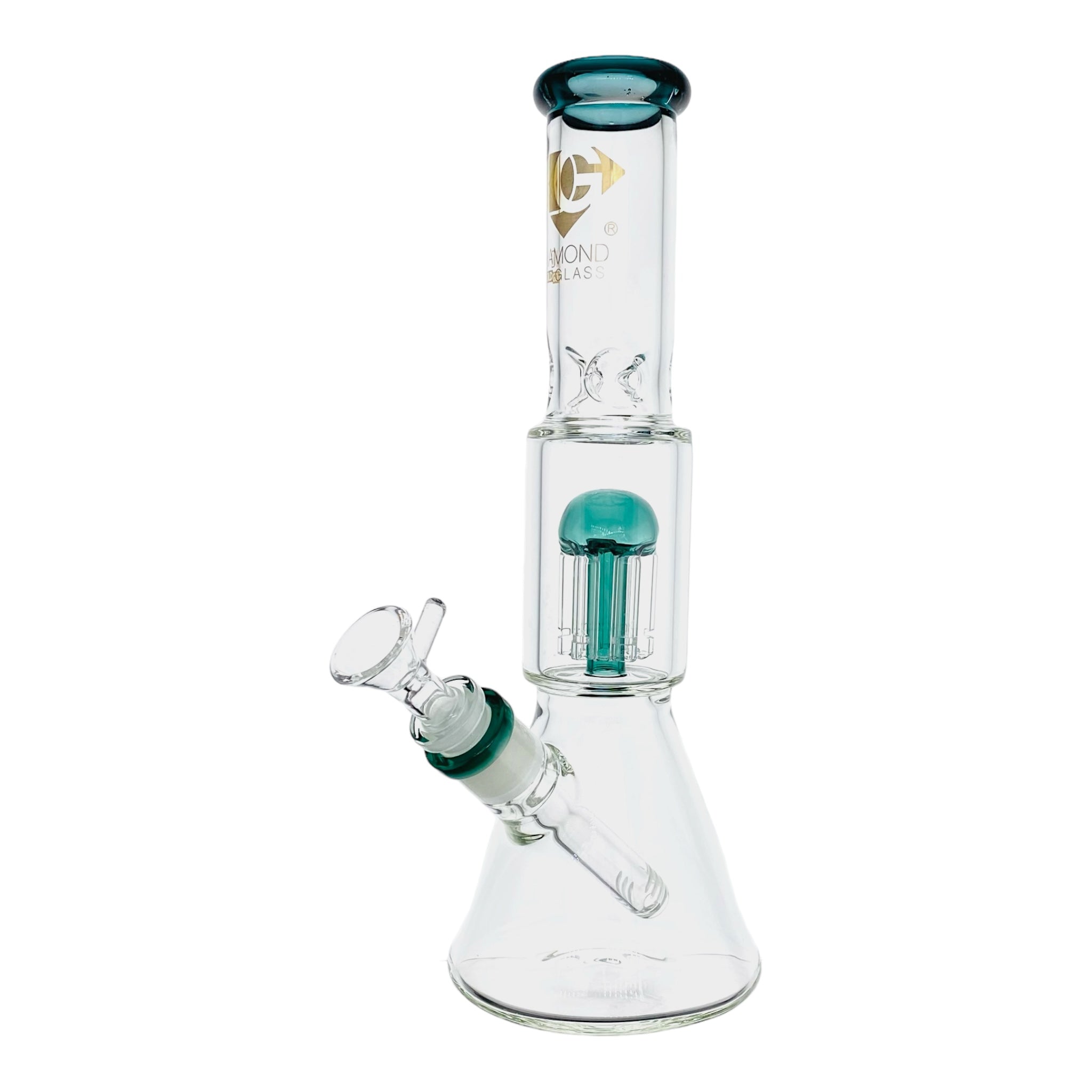 cute Diamond Glass Bong - Dark Green 11 Inch Beaker Bong With Tree Perc for sale