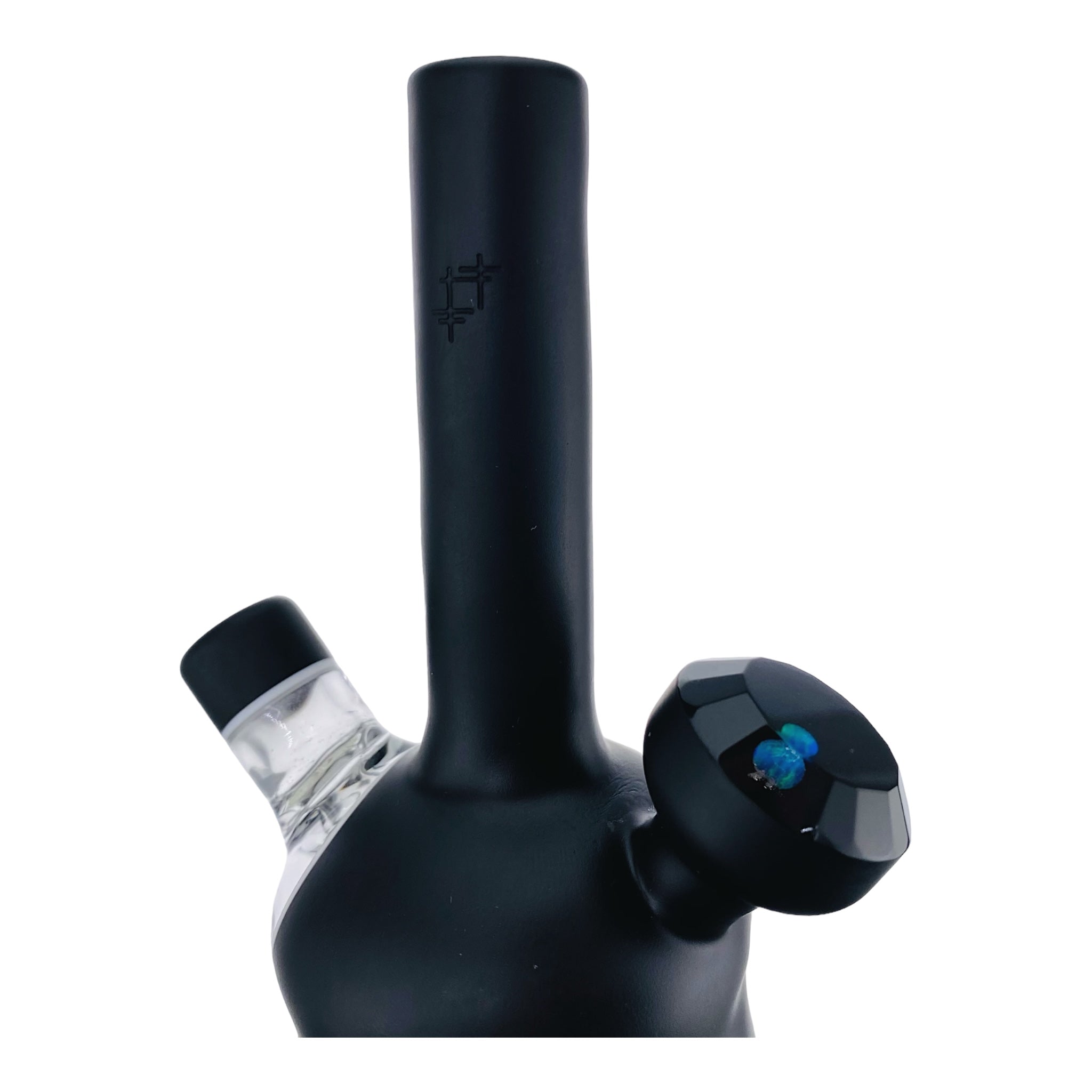 heady glass Yunk Glass Clear Carve Minitube with Windows and Faceted Opal