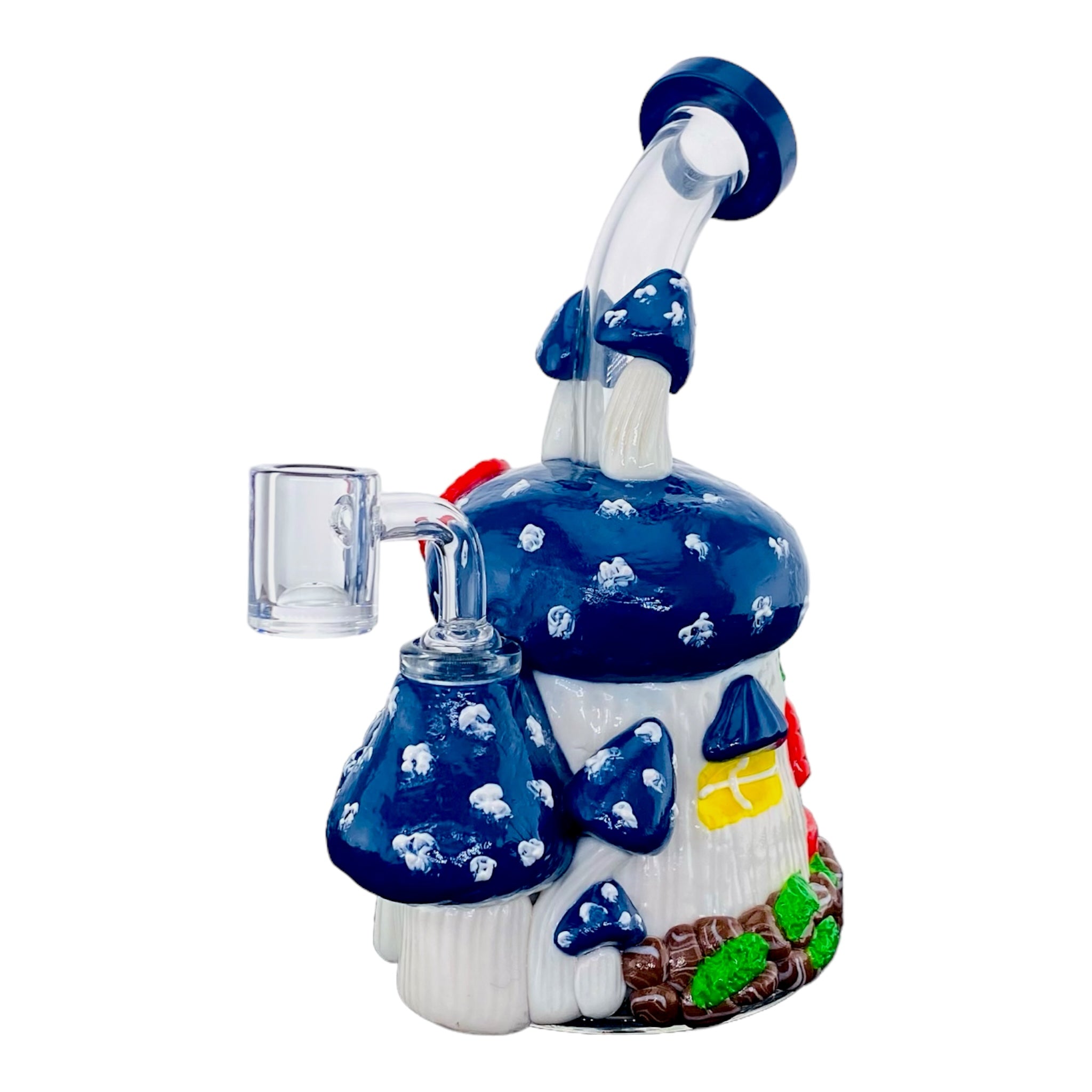 Blue And White Mushroom House Small Dab Rig