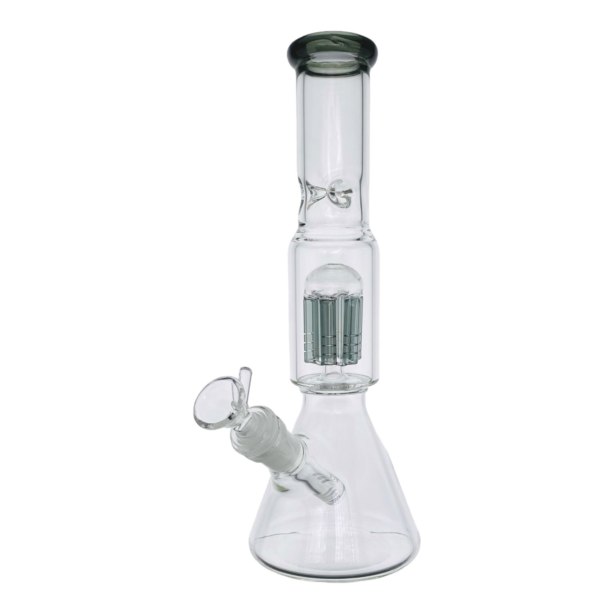 Clear Beaker Bong With Shadow Black Tree Perc And Mouthpiece