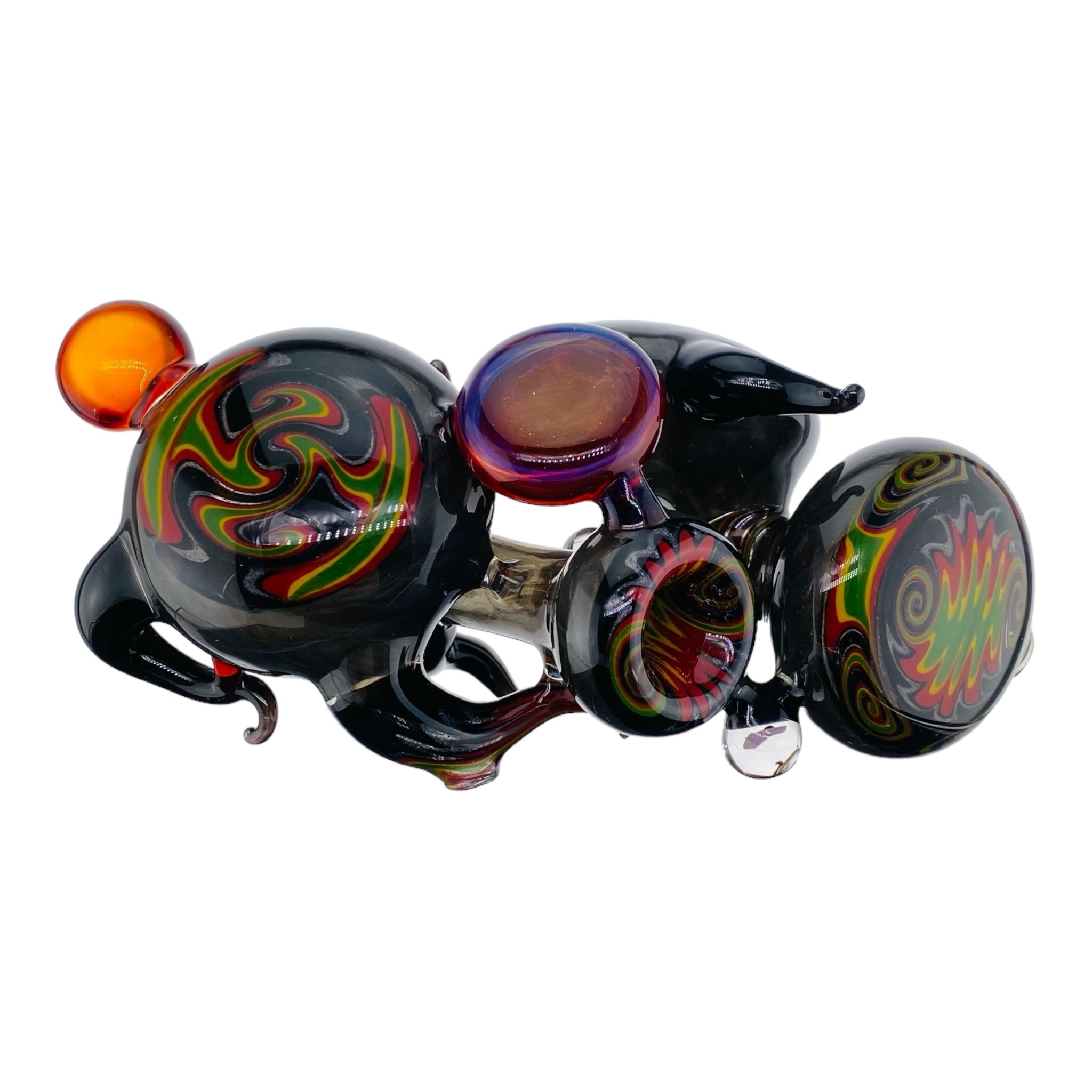 heady custom water bubbler bong Multi Section Rasta Wig Wag Heady Glass Bubbler for sale