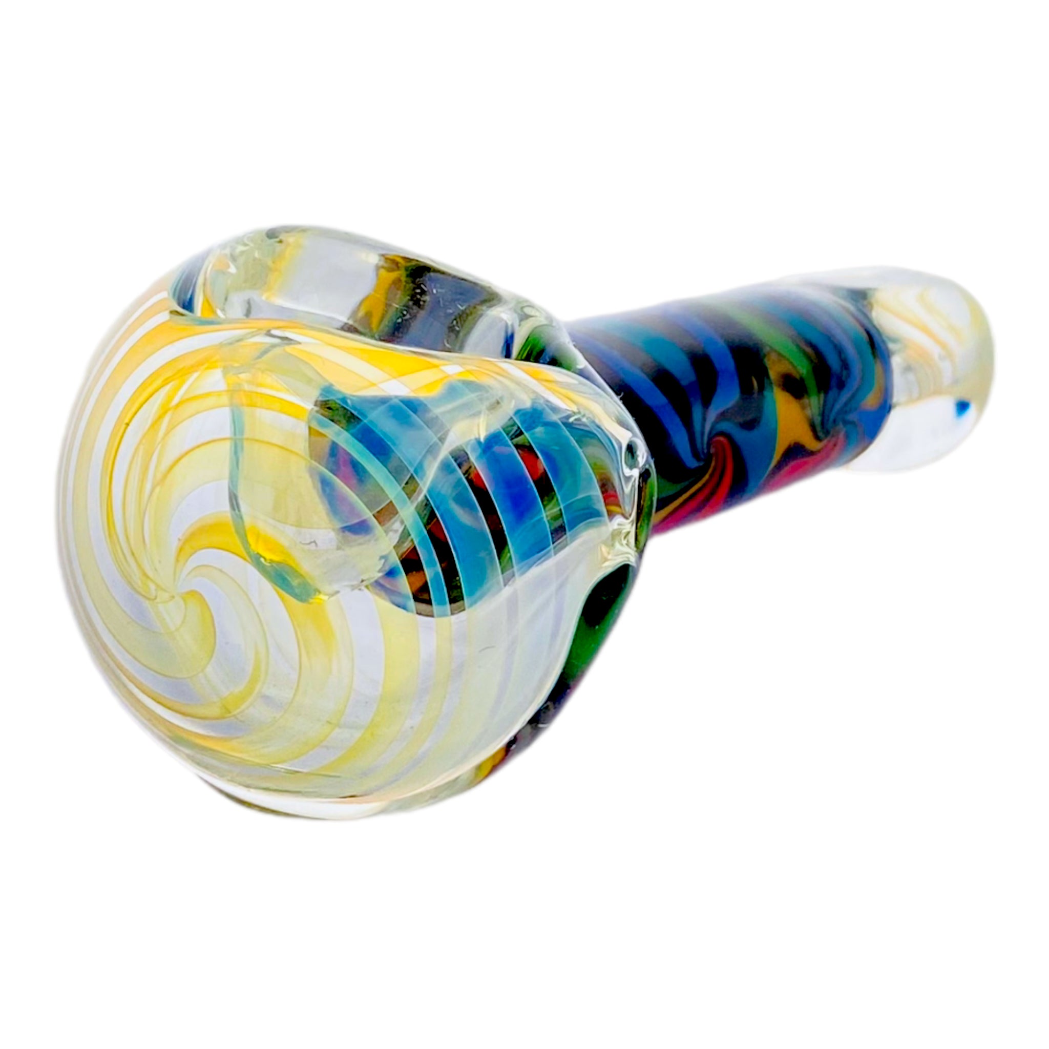 Rainbow Wig Wag Section Glass Hand Pipe With Inside Out Fuming