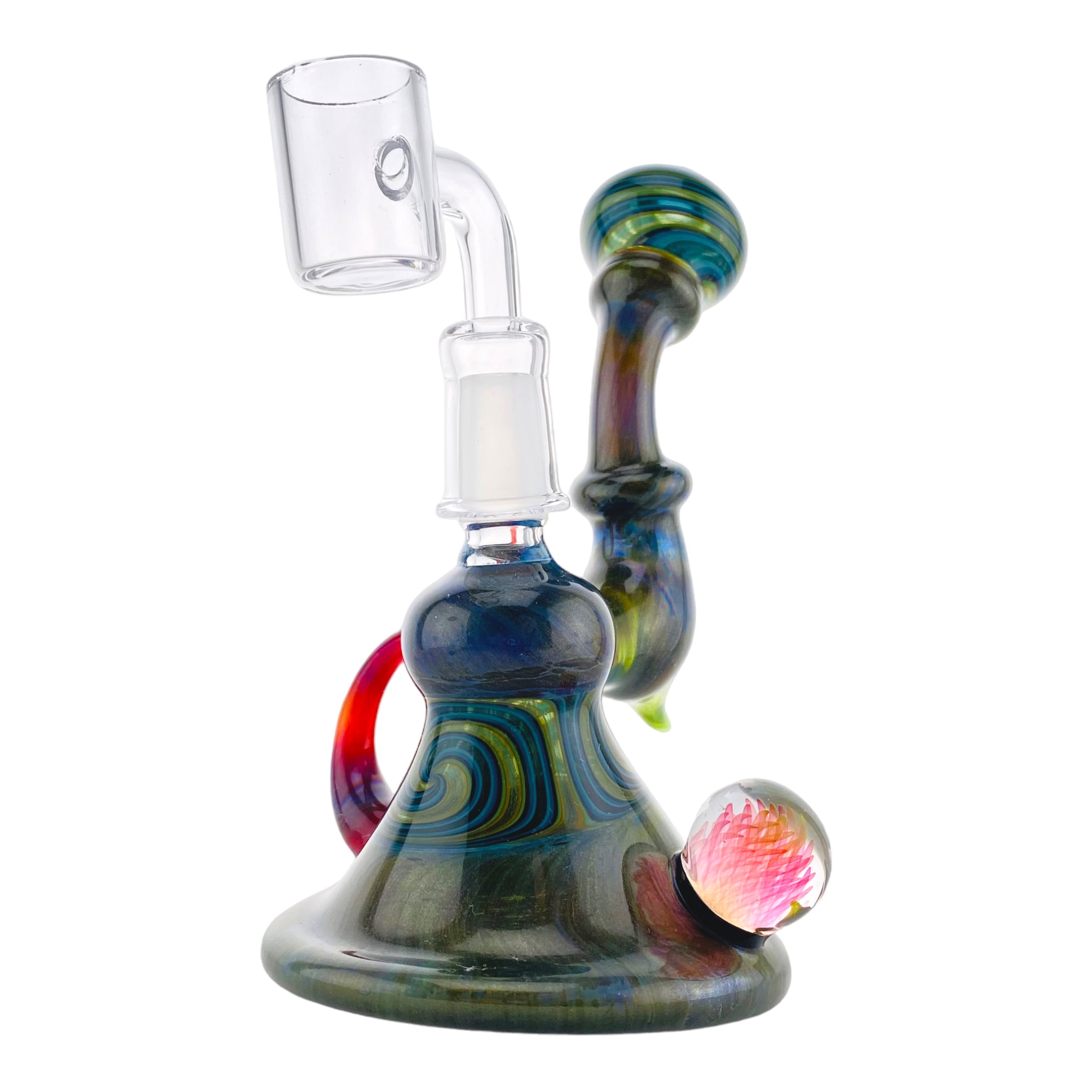 Crux Glass - Custom Alientech Green Dab Rig With Wig Wag Sections And Horns