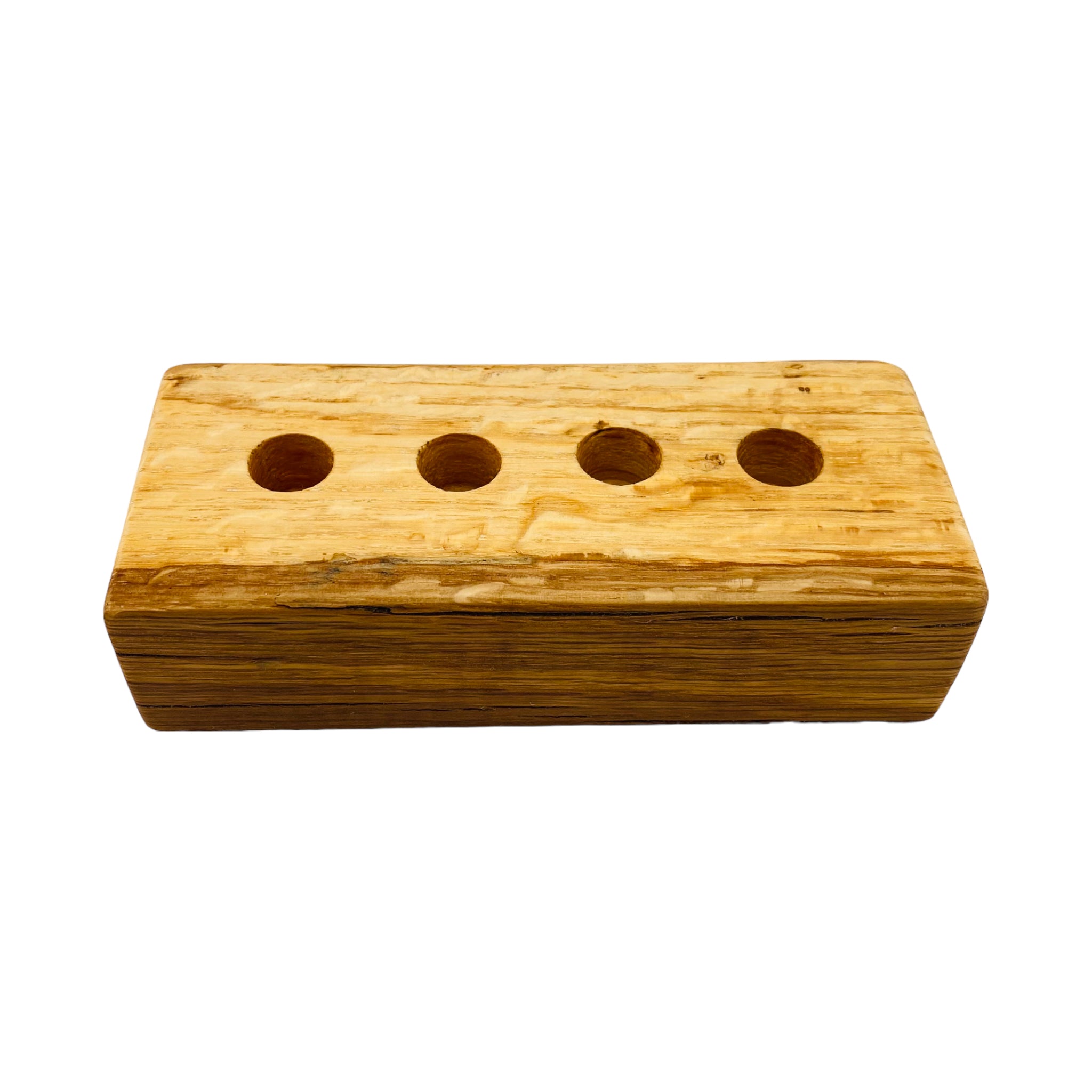 4 Hole Wood Display Stand Holder For 14mm Bong Bowl Pieces Or Quartz Bangers - Cork Oak