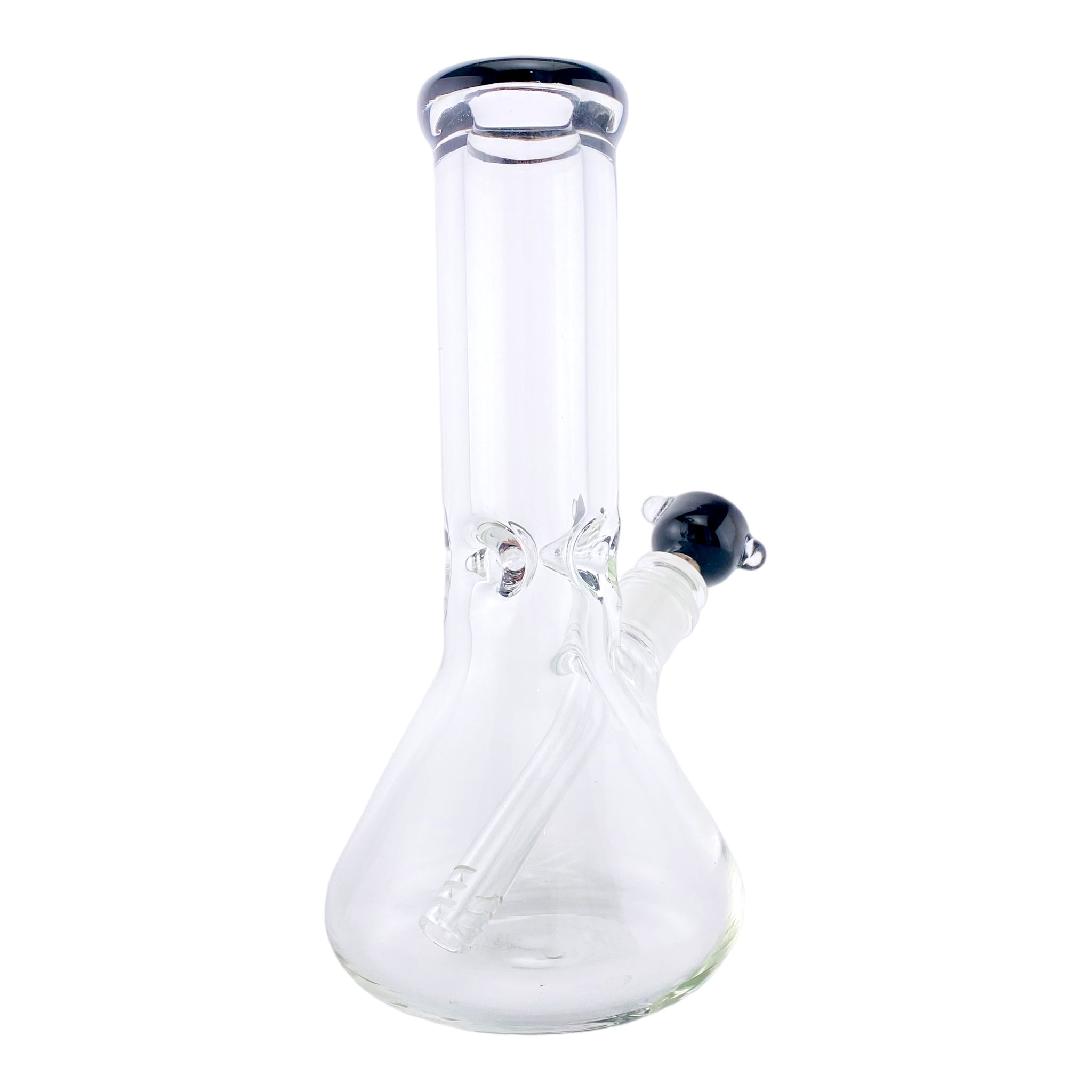 9mm Thick Beaker Base Bong - Black Mouthpiece & Bowl Piece
