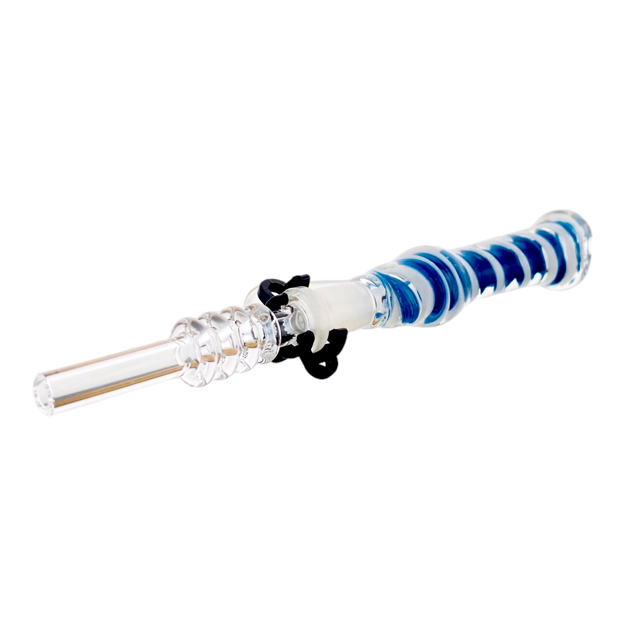 10mm Nectar Collector - Blue And White Inside Out With 10mm Quartz Tip