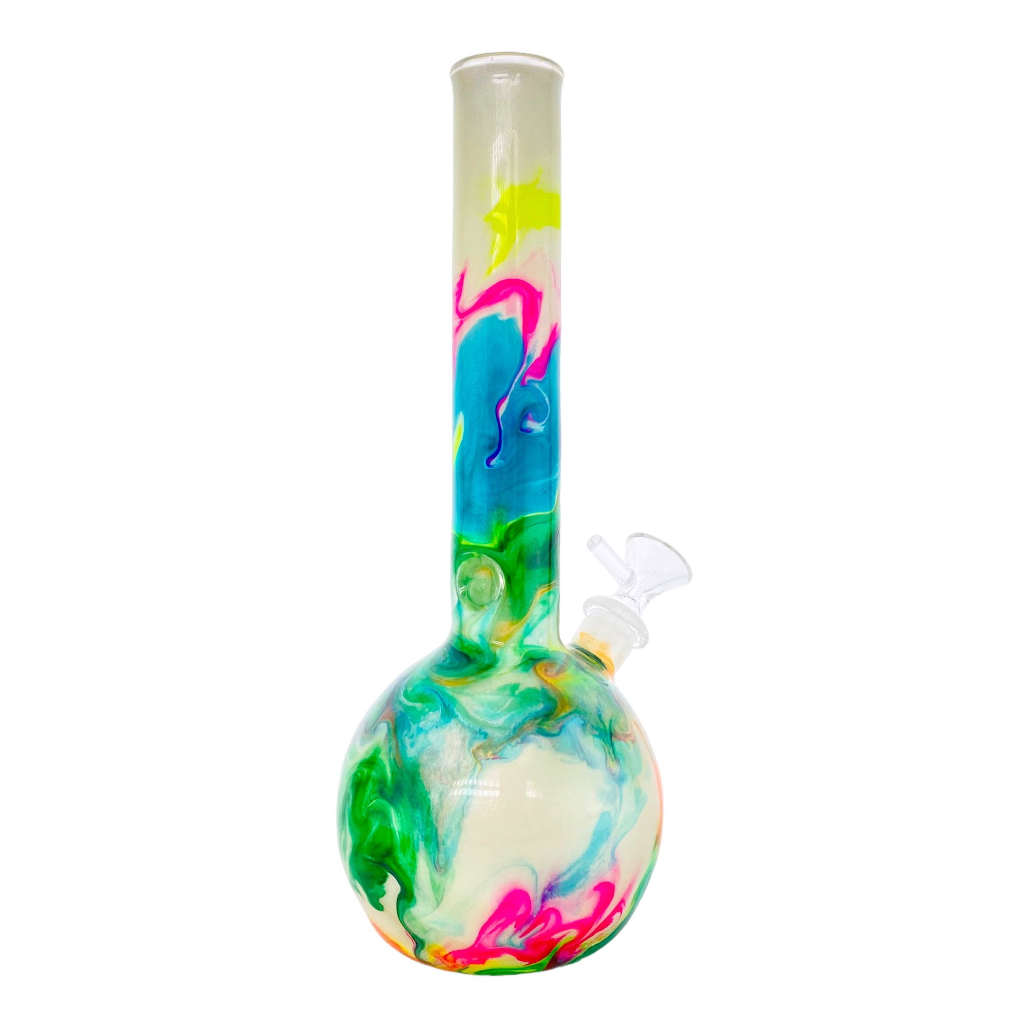 Oregon Blown Glass - Colorful Tie Dye Hippie Bubble Base Bong