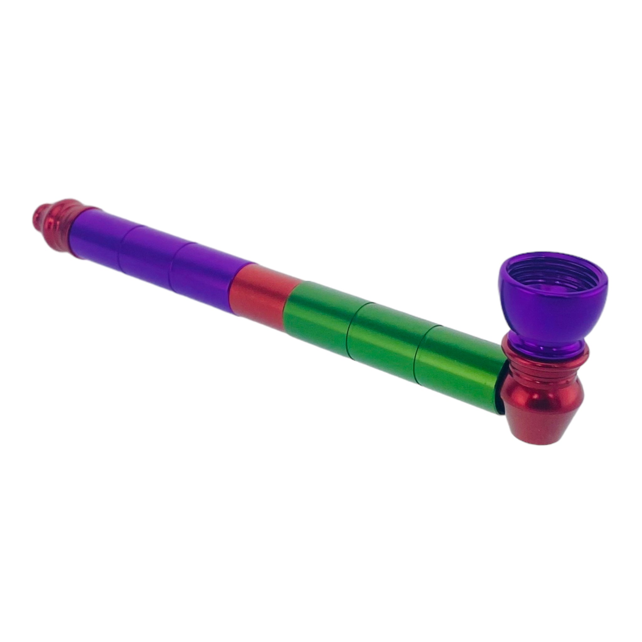 red purple and green Metal Hand Pipes - Multi-color Long Stem Aluminum Metal Pipe