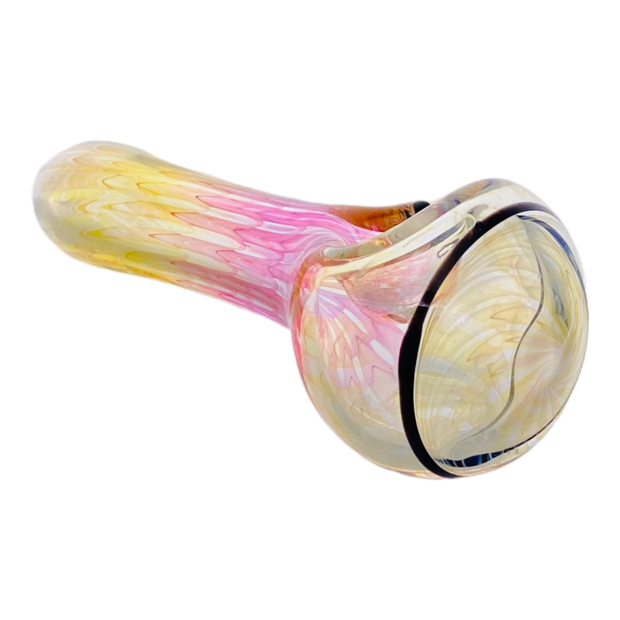 Custom Multicolor Changing Glass Spoon Pipe With Fuming Wrap And Rake