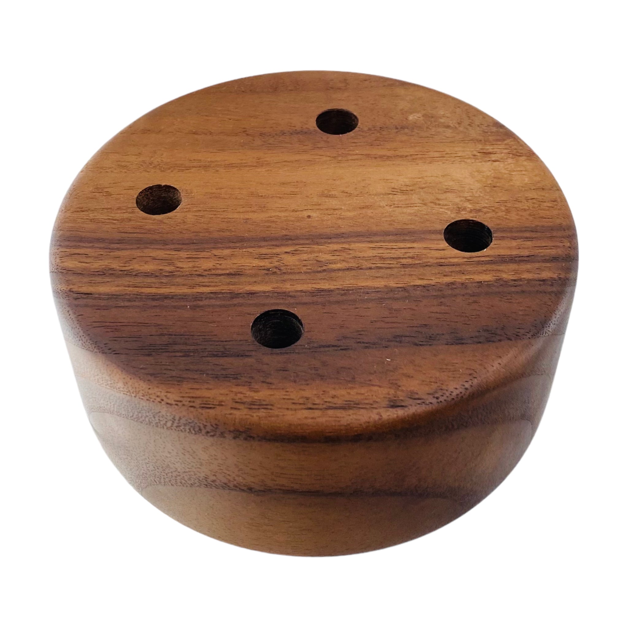 Round 4 Hole Wood Display Stand Holder For 10mm Bong Bowl Pieces Or Quartz Bangers - Black Walnut