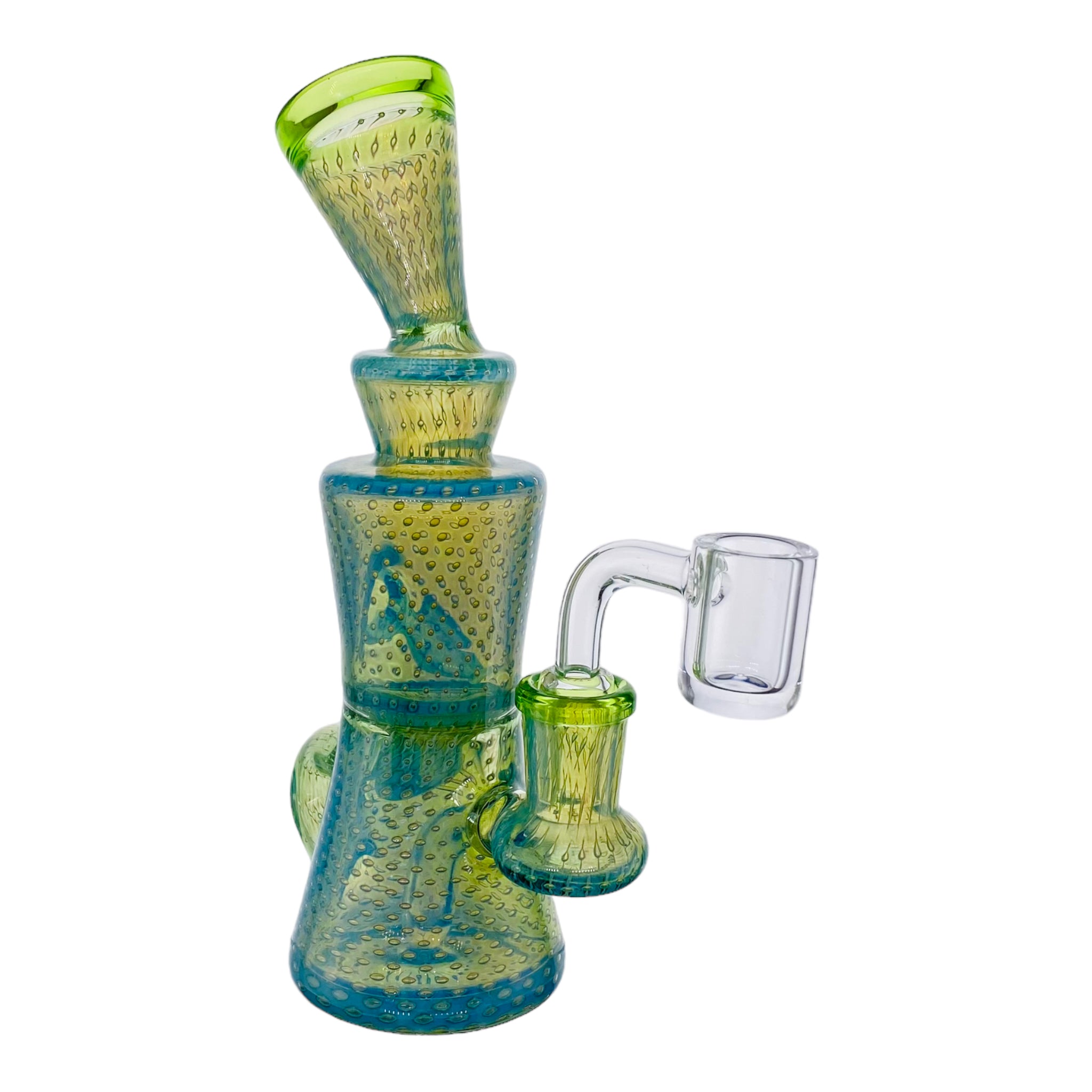 Green Recycler Dab Rig With Bubble Trap Design