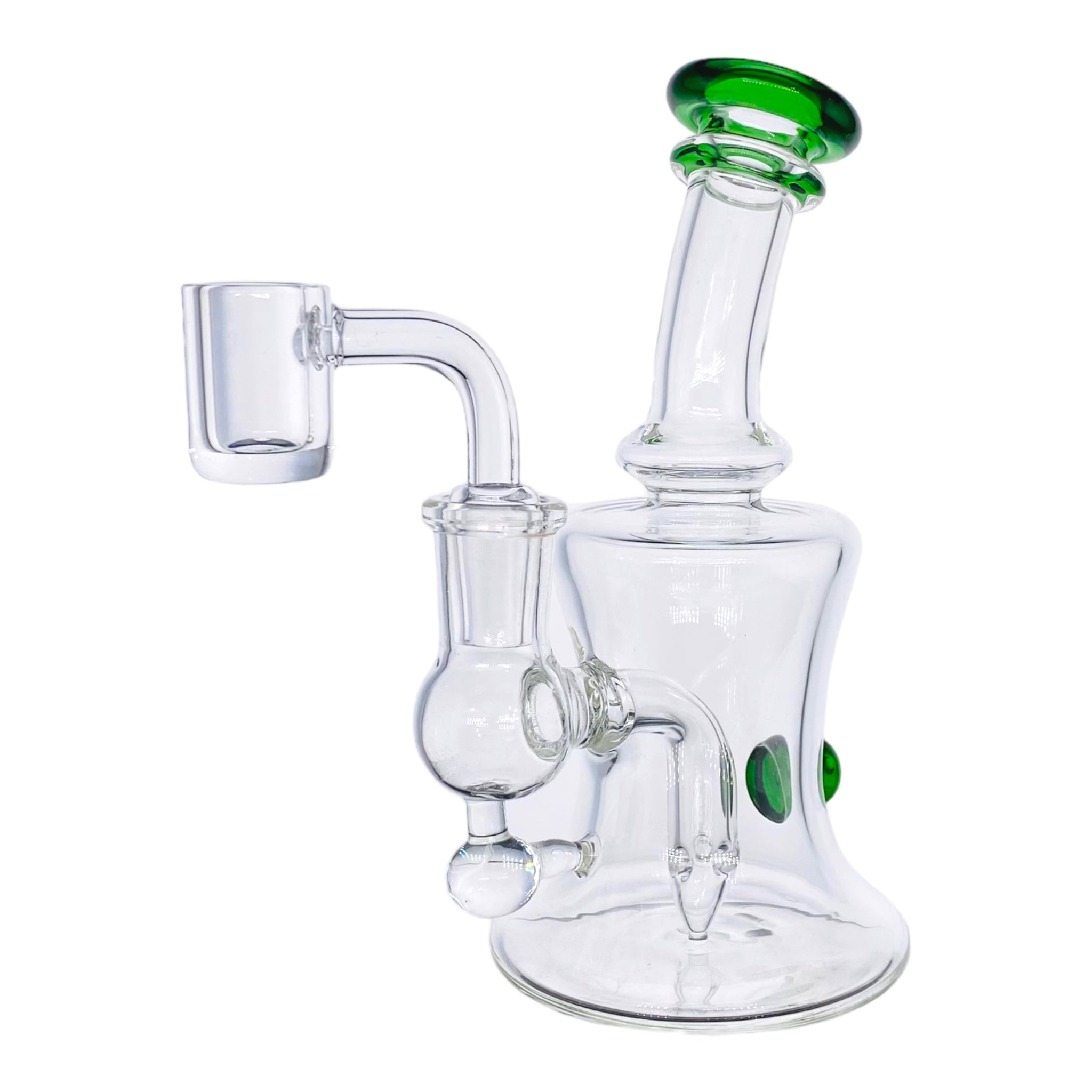 cute girly Mini Dab Rig With Green Mouthpiece And Marble
