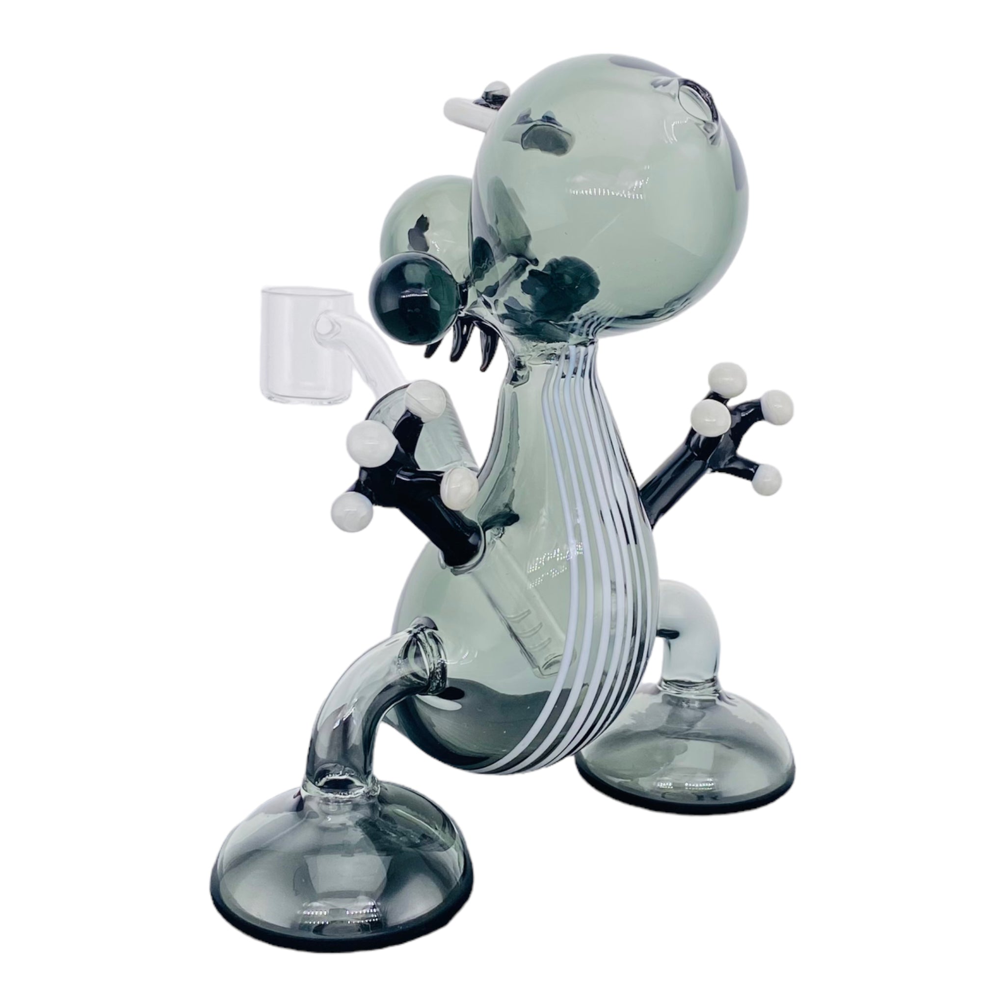 cute girly Shadow Black Yoshi Dab Rig With White Linework