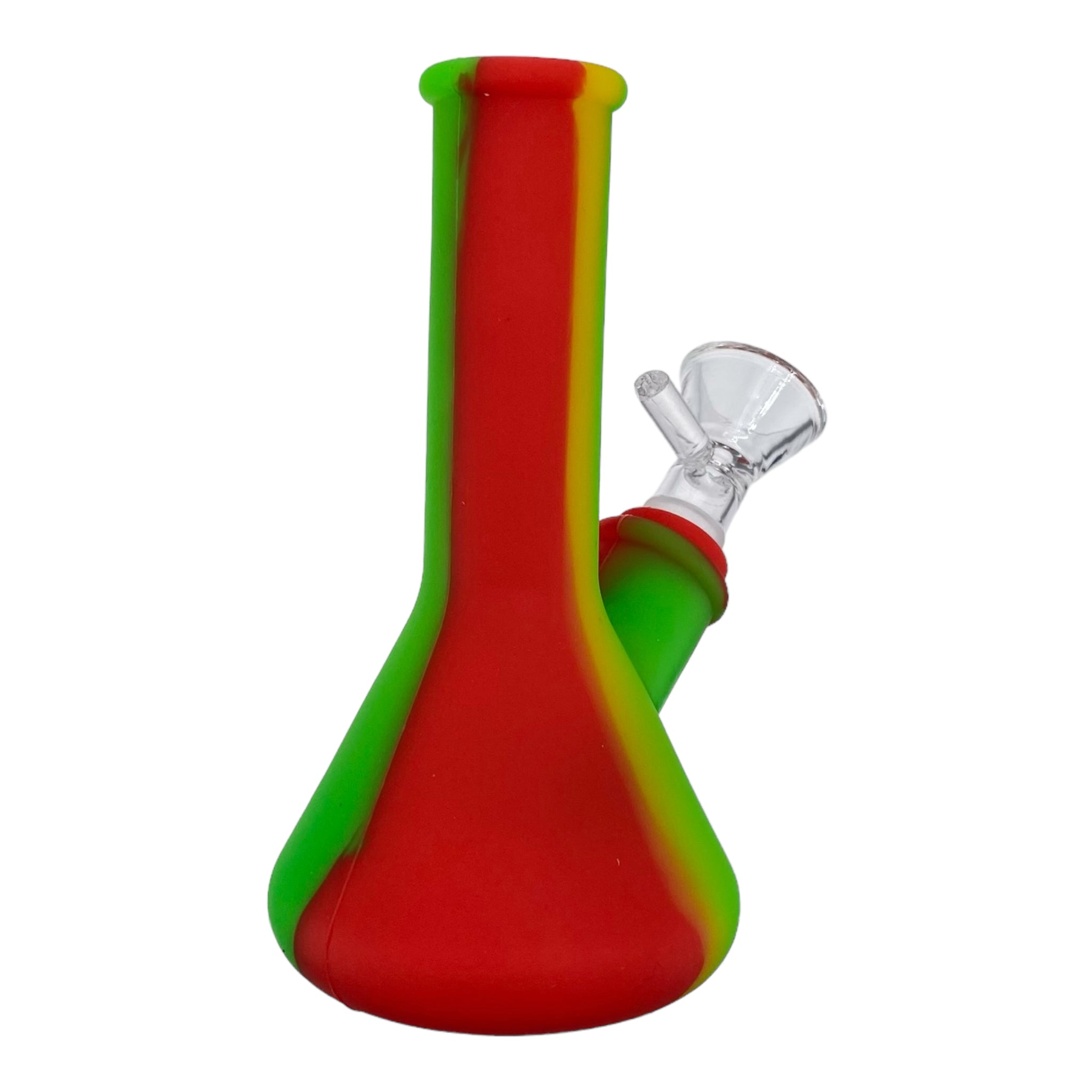 5 Inch Mini Silicone Rubber Beaker Bong Rasta Colors
