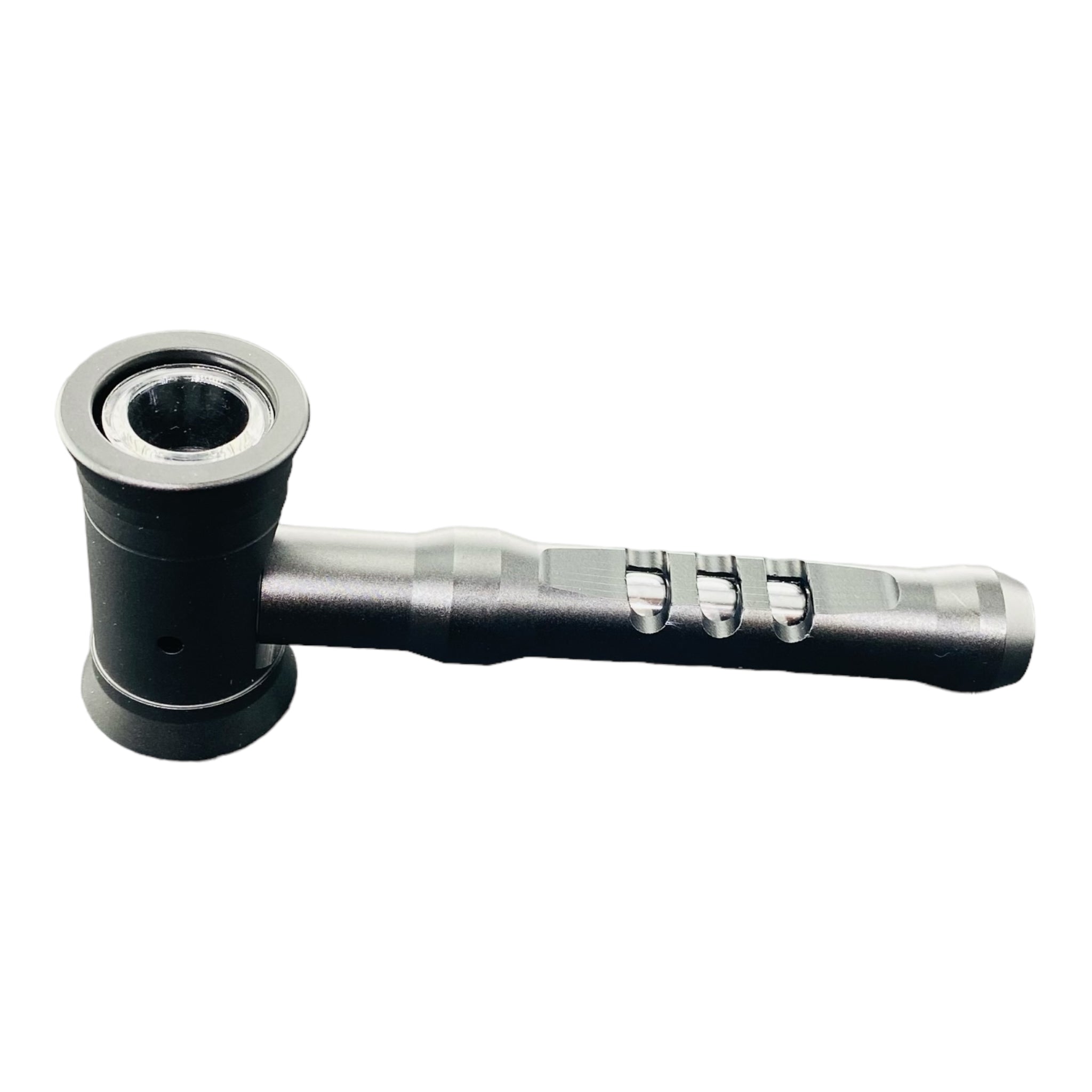 Metal And Glass Hybrid Hash Hammer Hand Pipe Black
