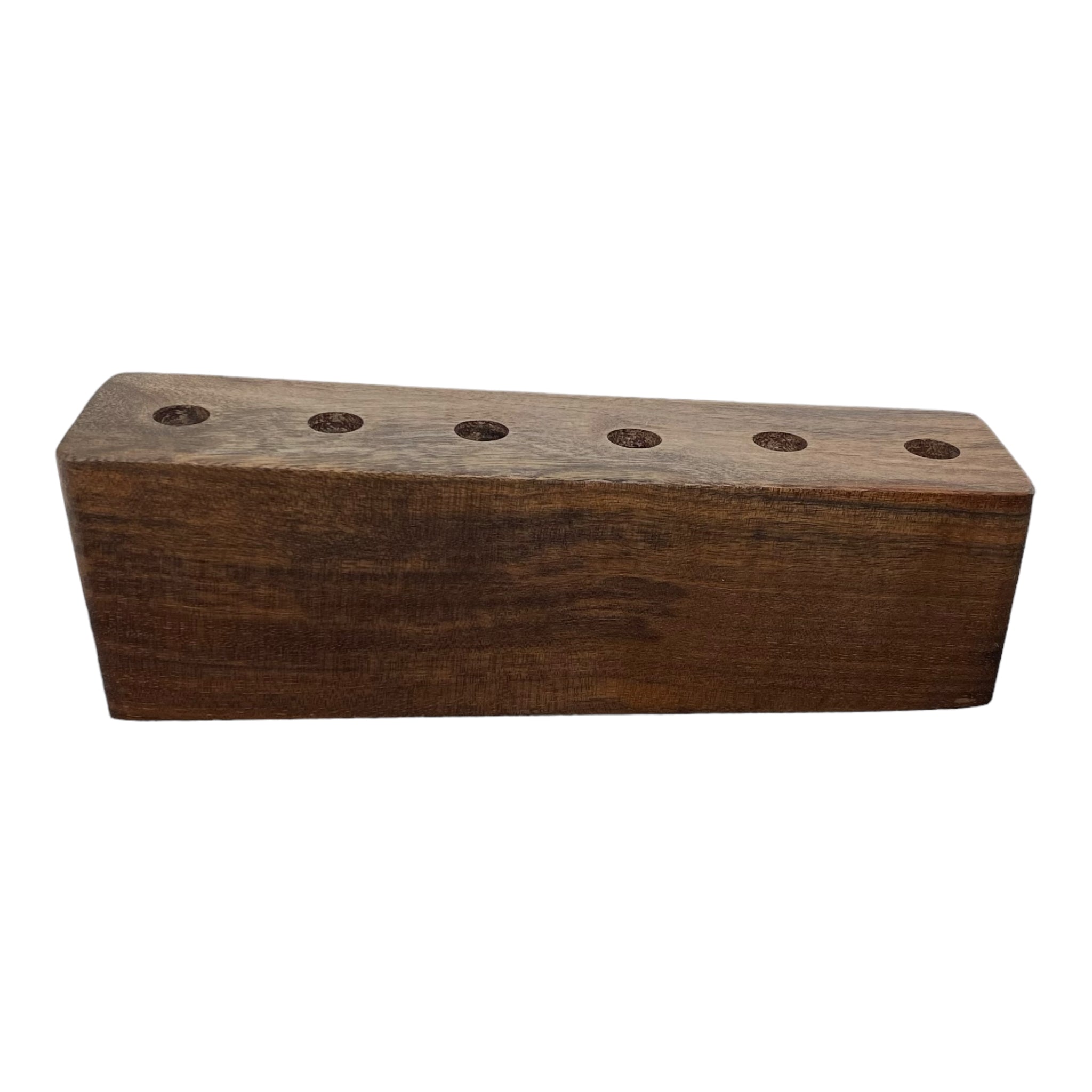 6 Hole Wood Display Stand Holder For 14mm Bong Bowl Pieces Or Quartz Bangers - Black Walnut