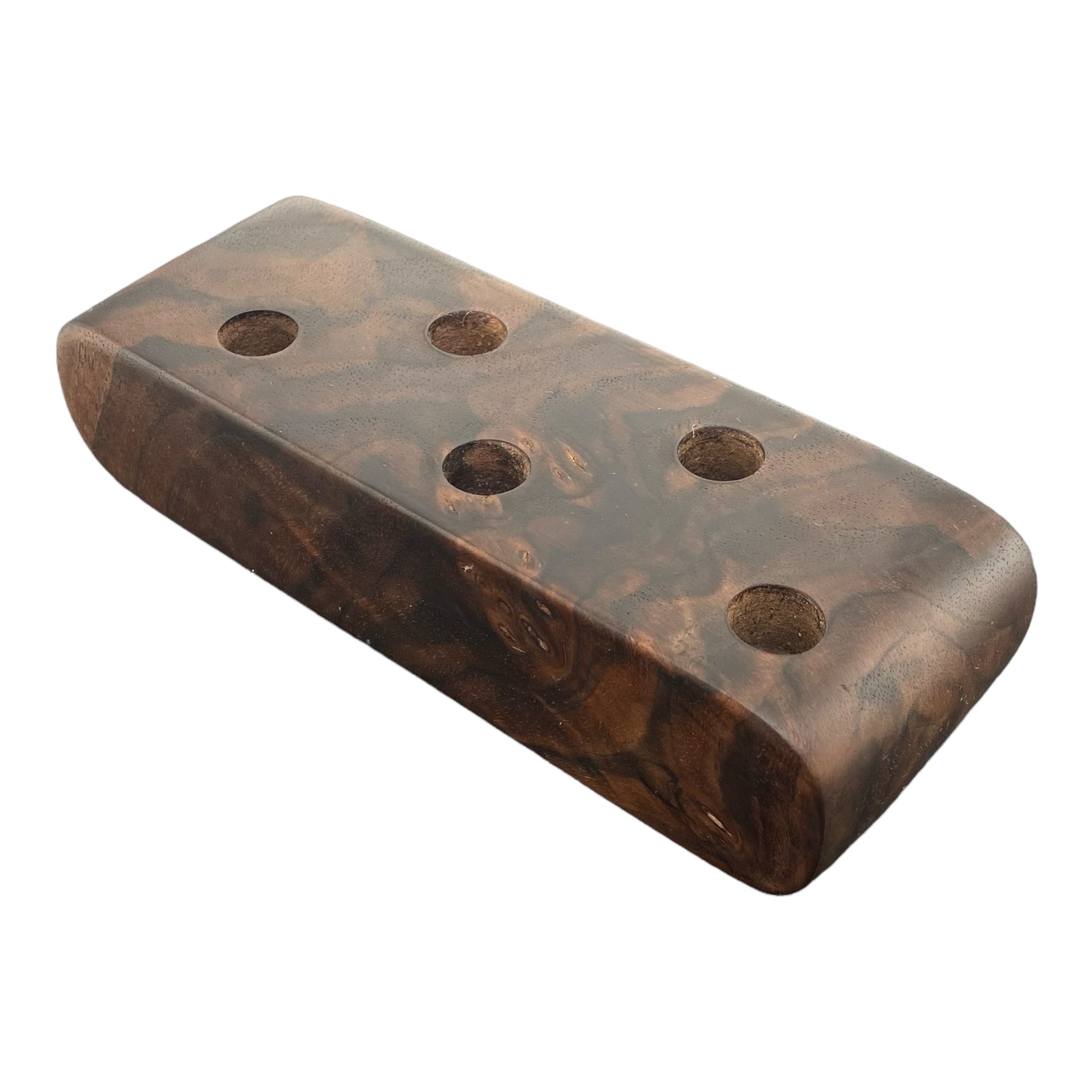 5 Hole Wood Display Stand Holder For 14mm Bong Bowl Pieces Or Quartz Bangers - Black Walnut Burl