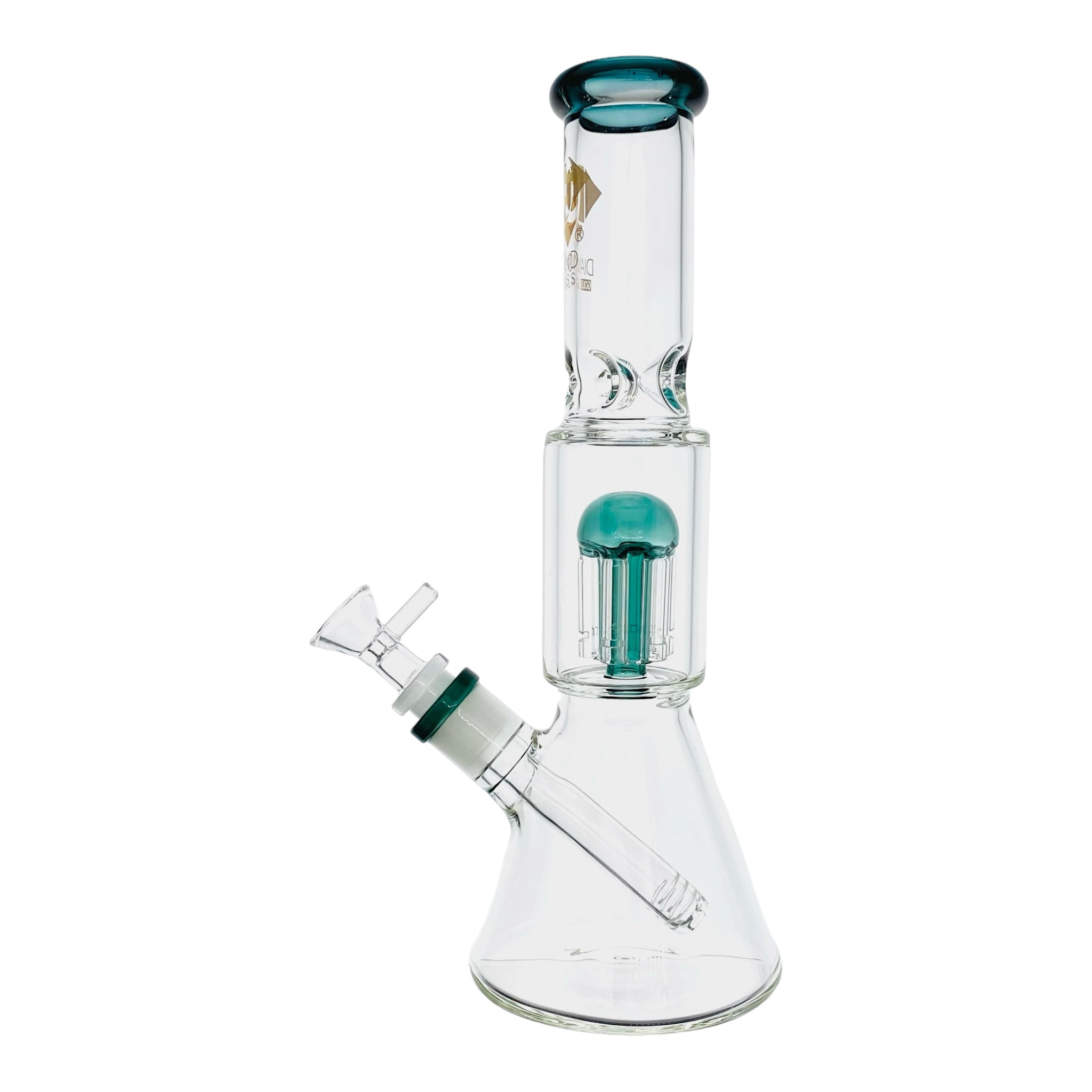 cute Diamond Glass Bong - Dark Green 11 Inch Beaker Bong With Tree Perc for sale