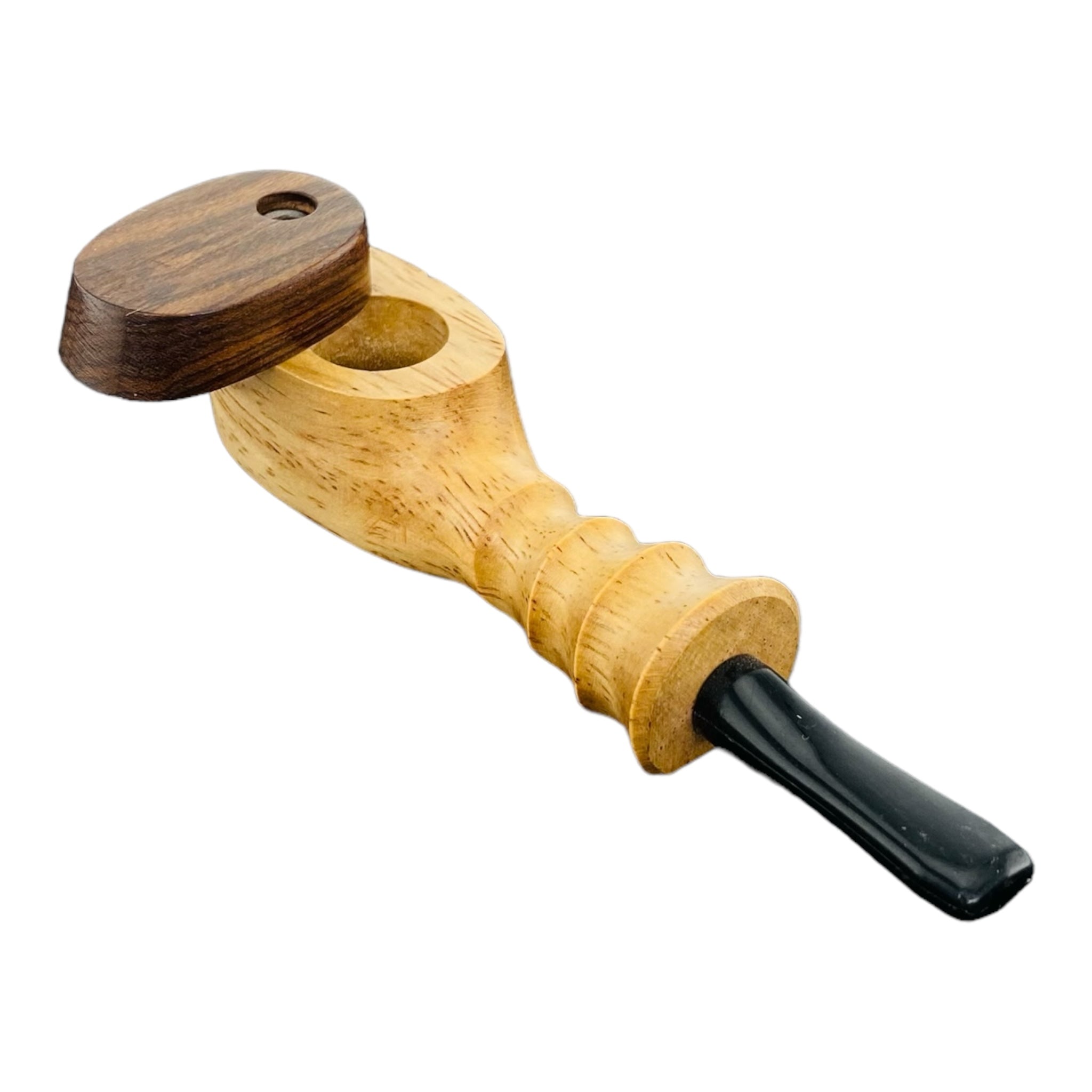 Wood Hand Pipe - Twsited Stem Wood Pipe With Lid