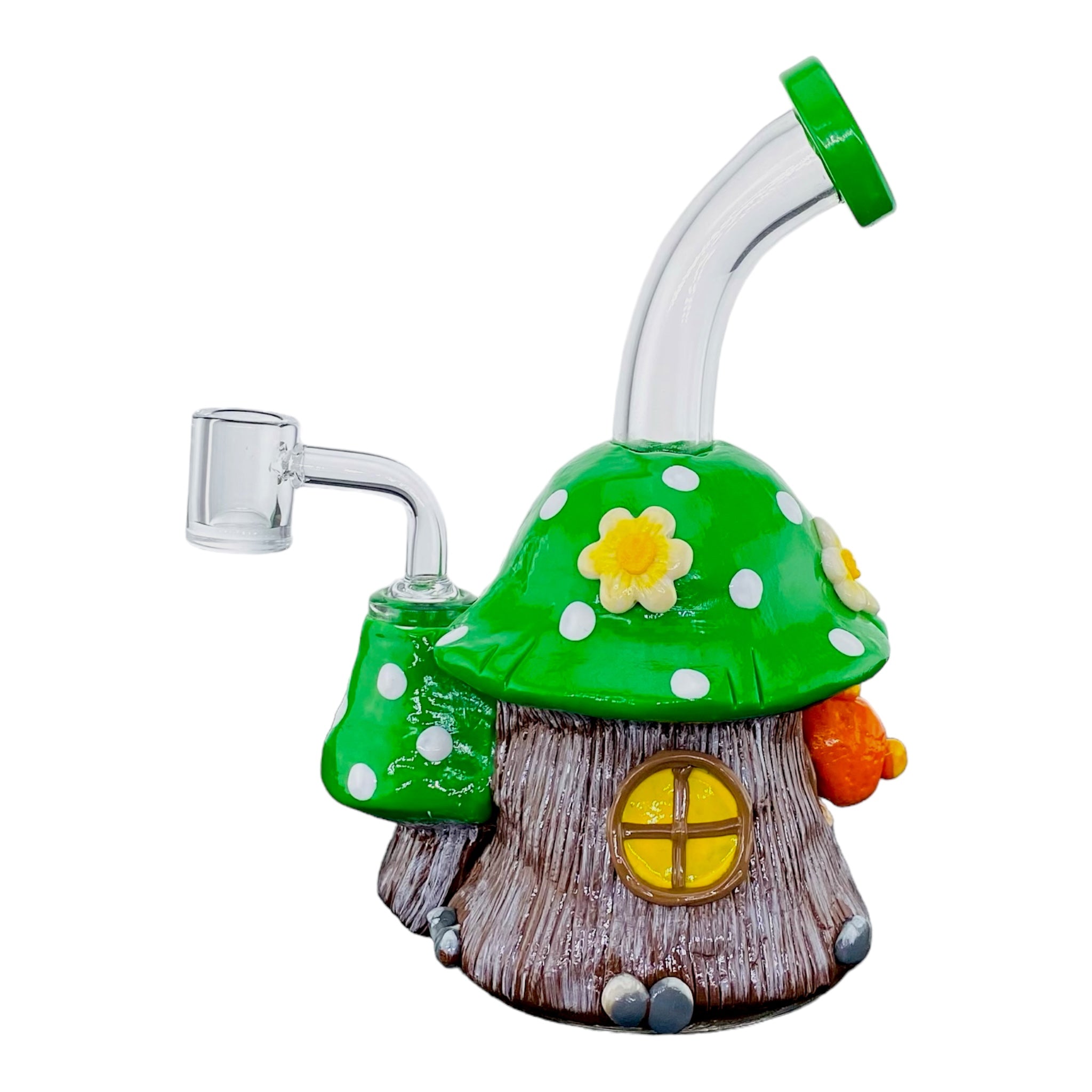 cute girly Green And White Mushroom Small Dab Rig With Frog for sale