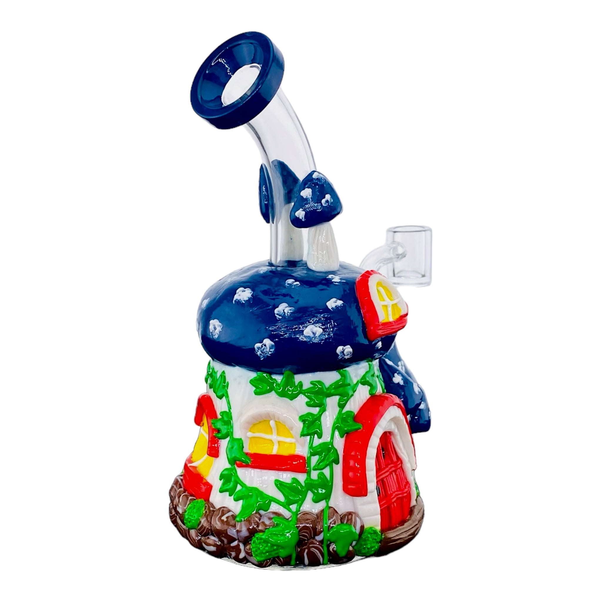 Blue And White Mushroom House Small Dab Rig