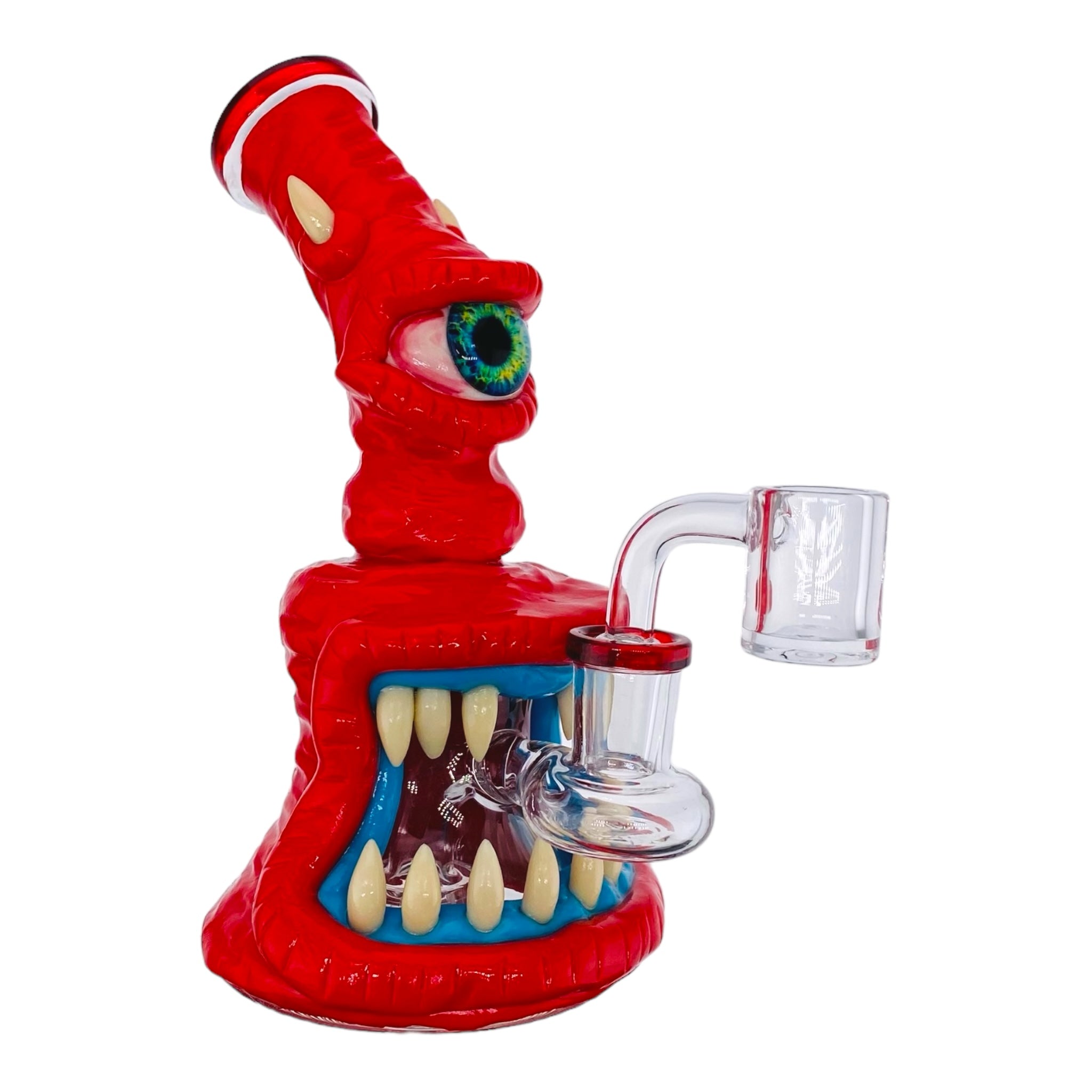 small red cute dab rig with halloween themed creature on it for sale