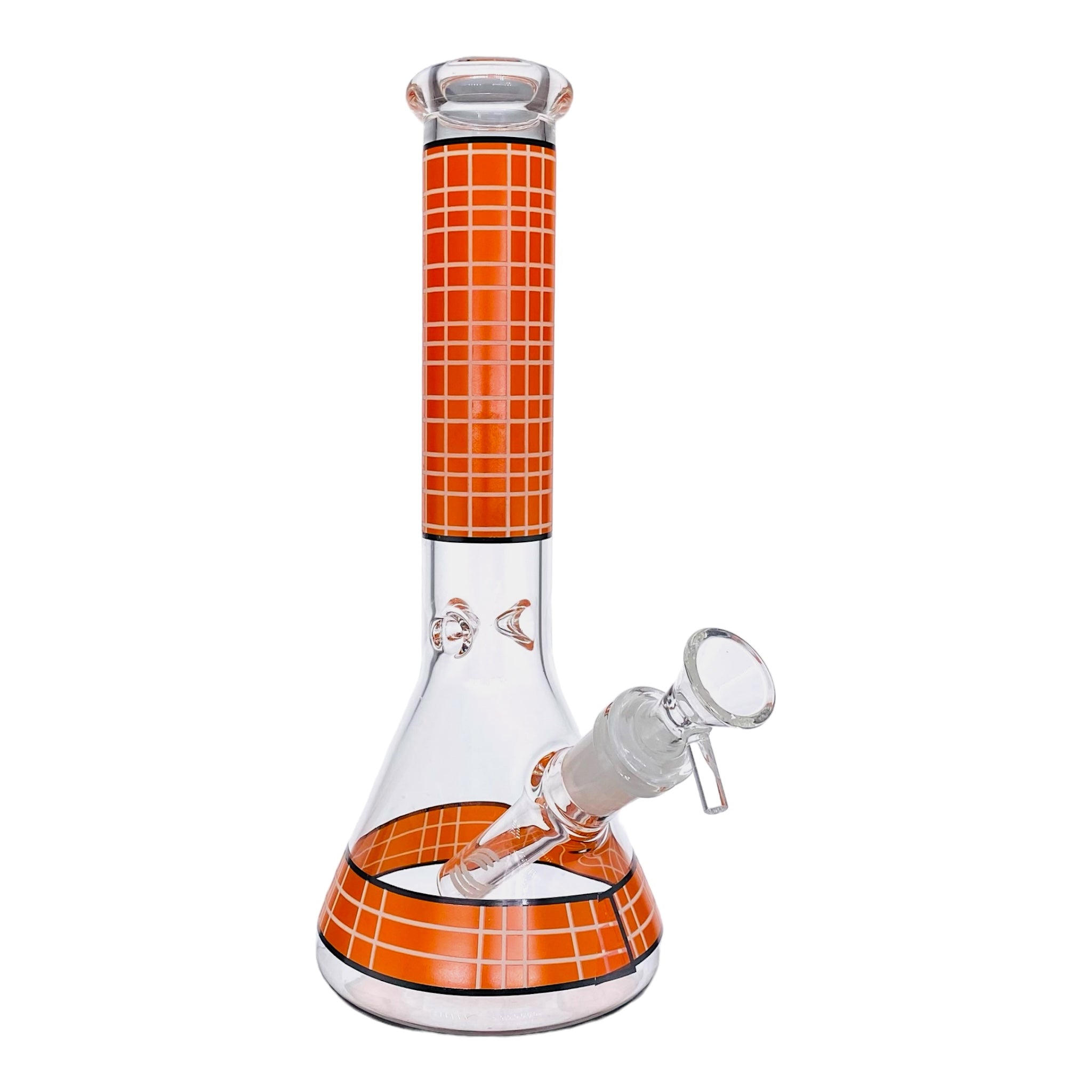 10 Inch Clear Beaker Glass Bong With Orange Plaid