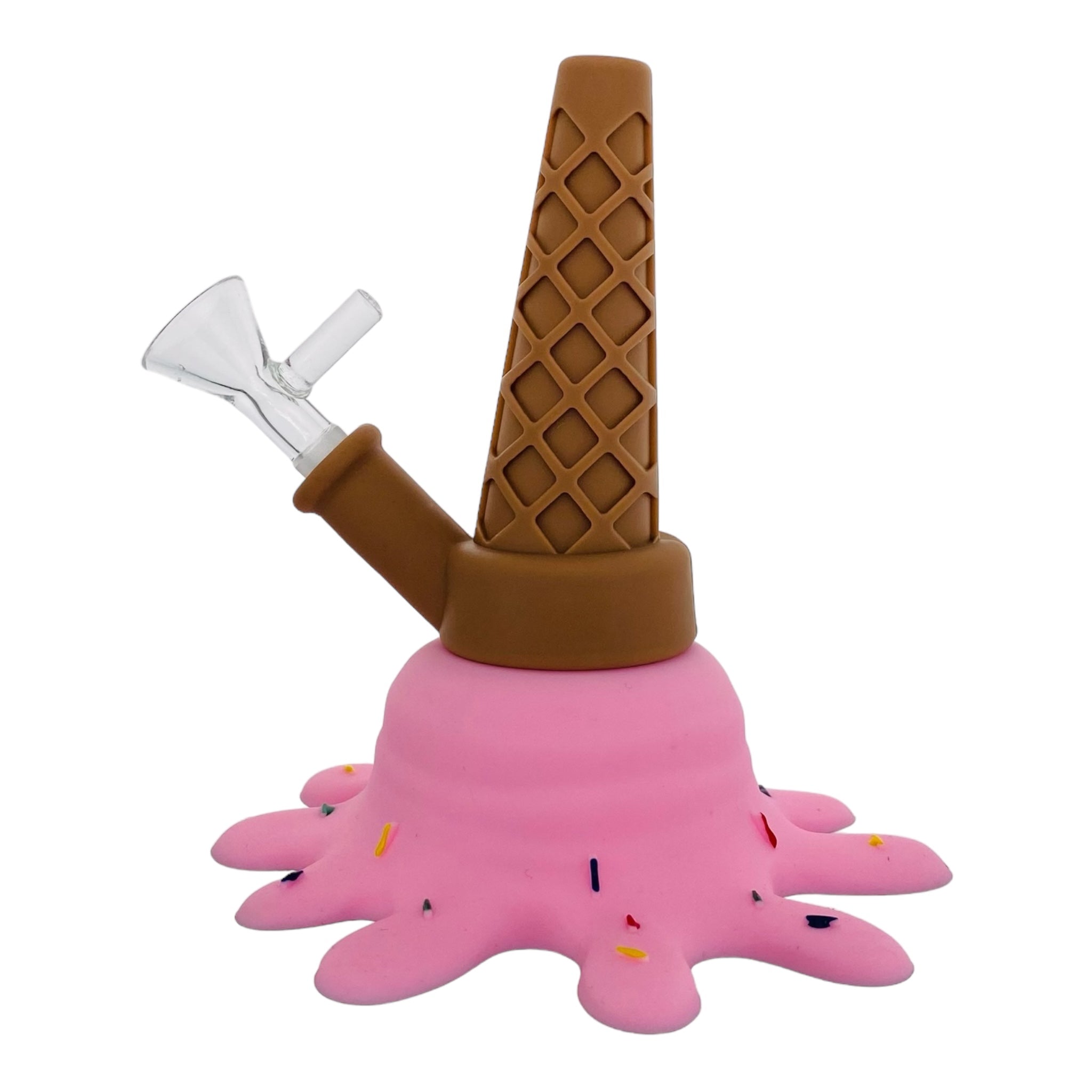 cute and girly Silicone Rubber Ice Cream Cone Bong Pink for sale