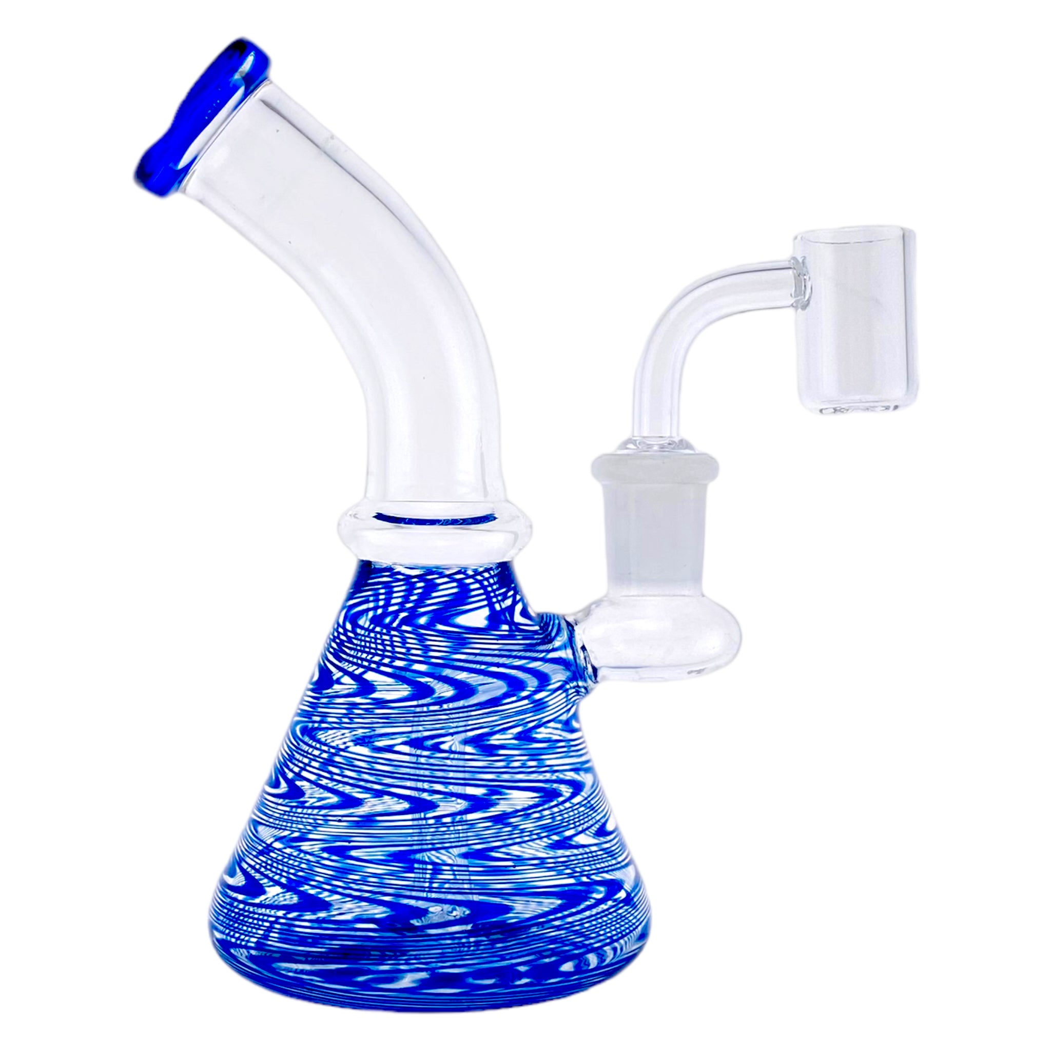 Small Beaker Base Dab Rig With Blue Wrap And Rake