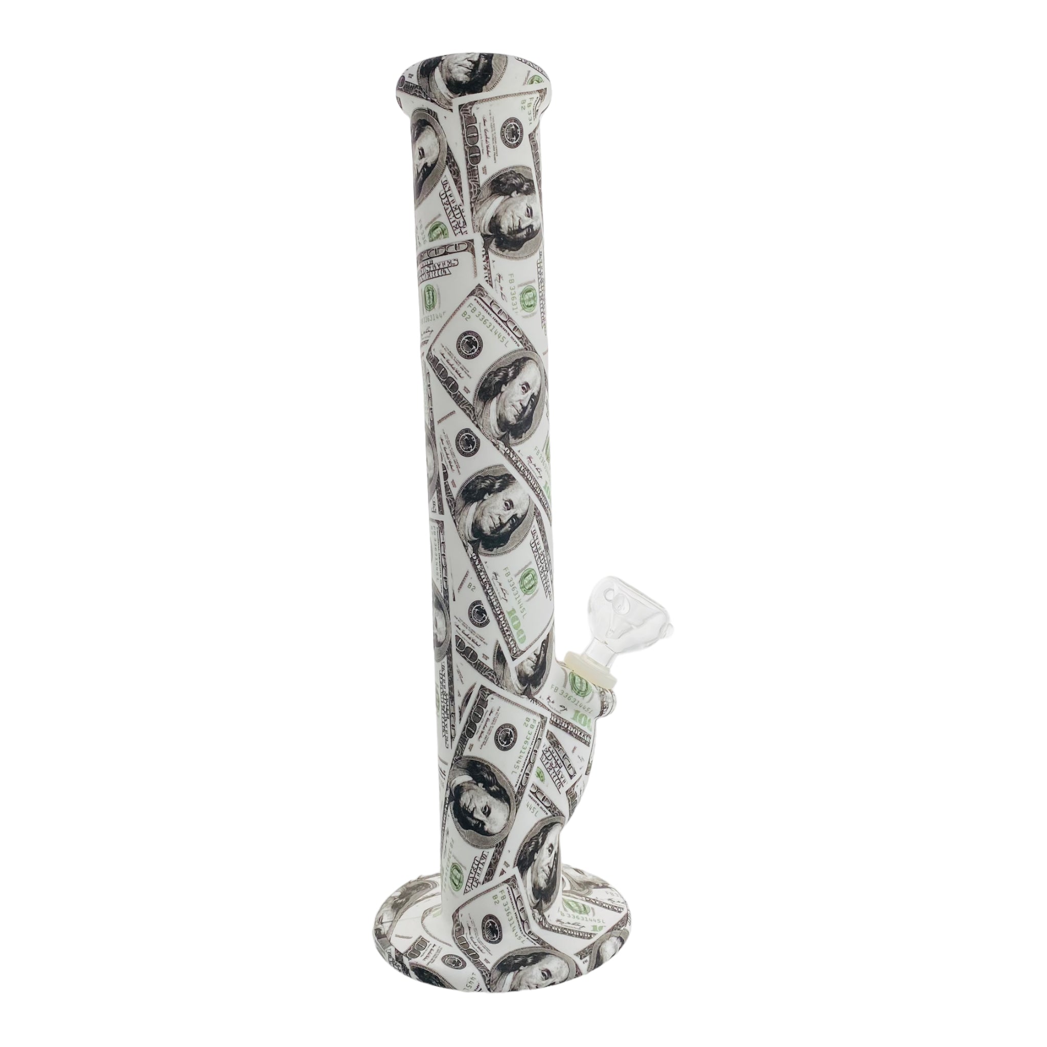 12 Inch Silicone Straight Bong With $100 Bills