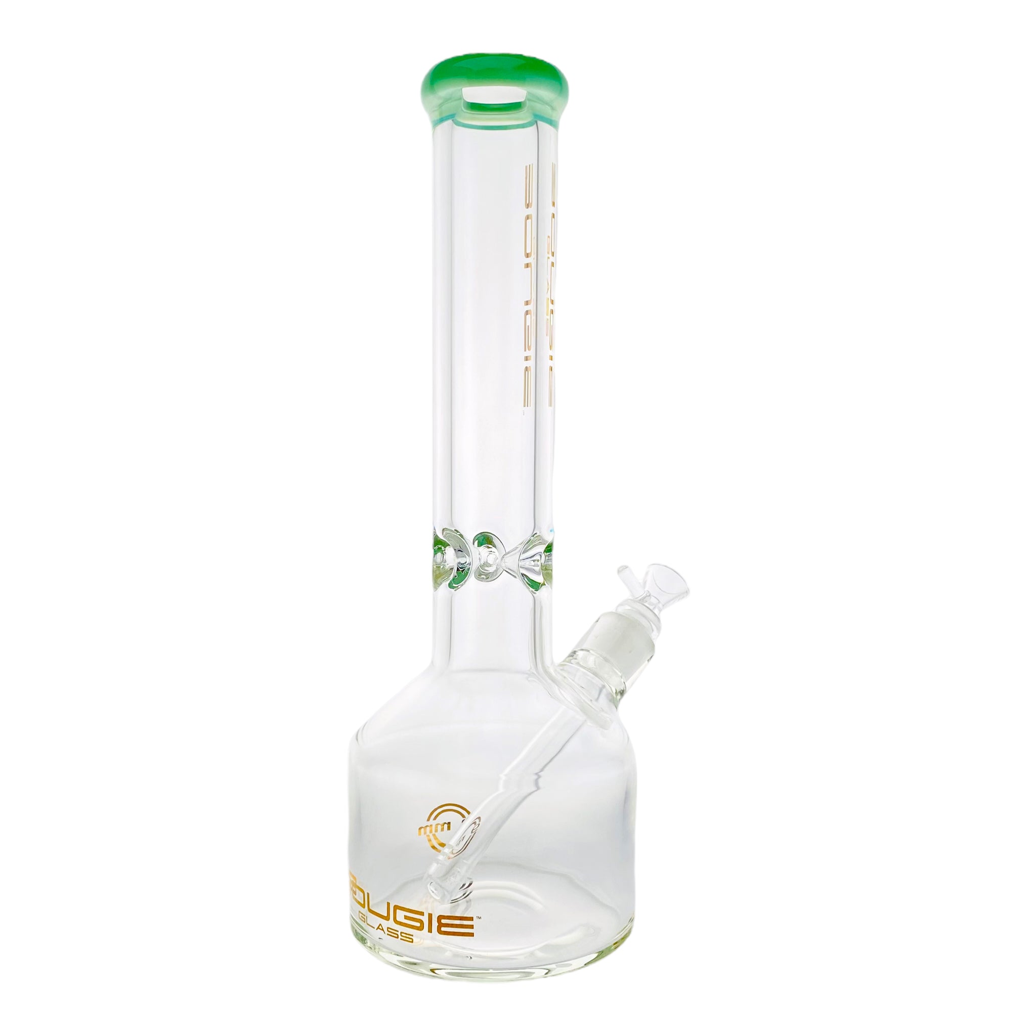 Bougie Glass - 9mm Thick Straight Cylinder Beaker Bong - Green Mouthpiece