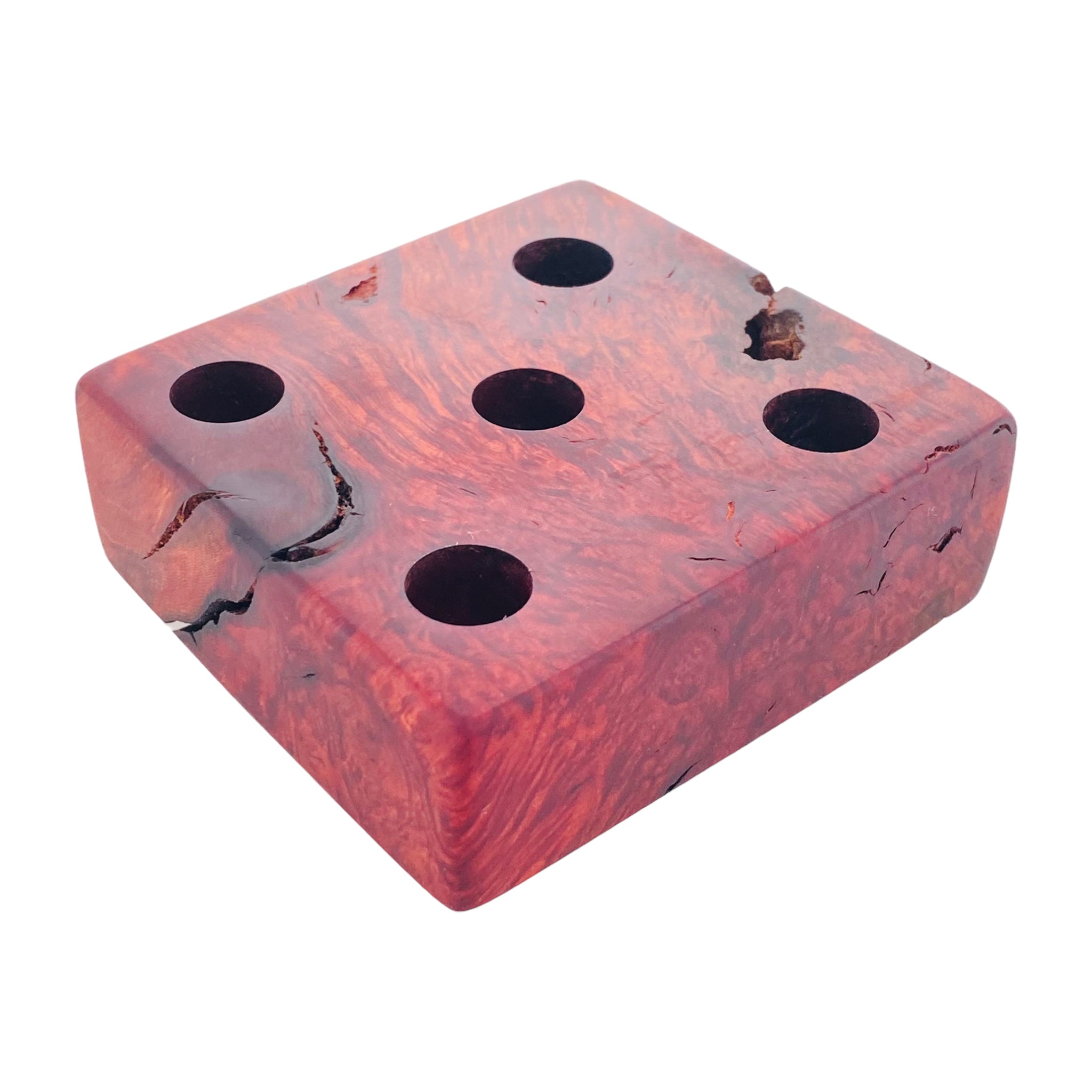 5 Hole Wood Display Stand Holder For 14mm Bong Bowl Pieces Or Quartz Bangers - Manzanita Heart Wood