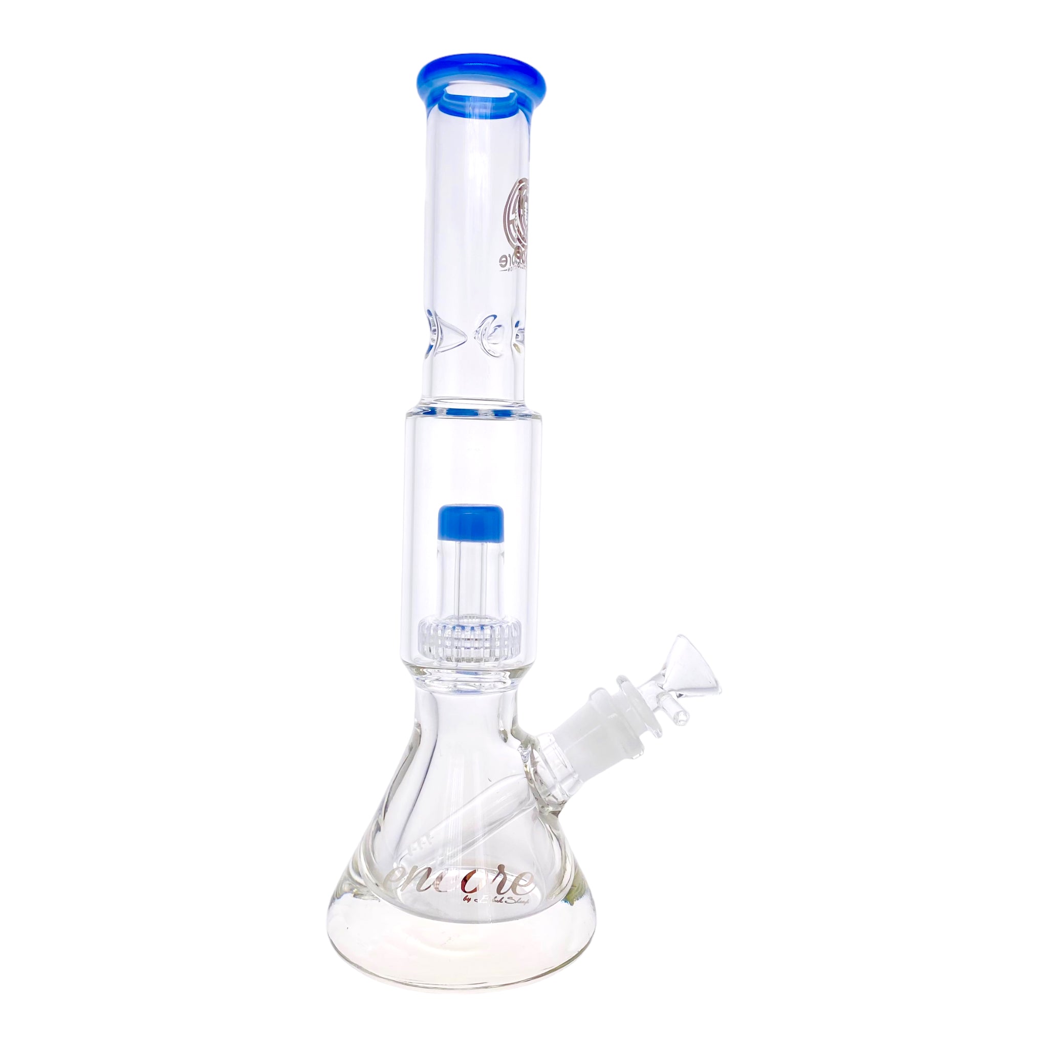 Encore Glass Beaker Base Bong With Perc & Extra Thick Base - Blue Milk