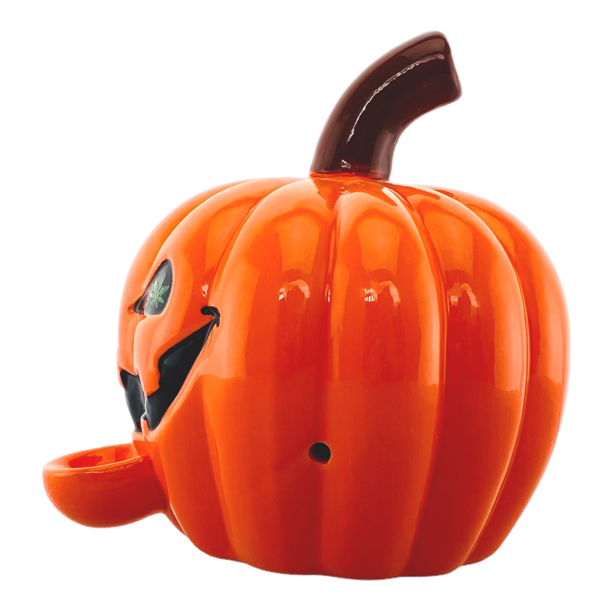 Ceramic Jack-O-Lantern Pumpkin Hand Pipe
