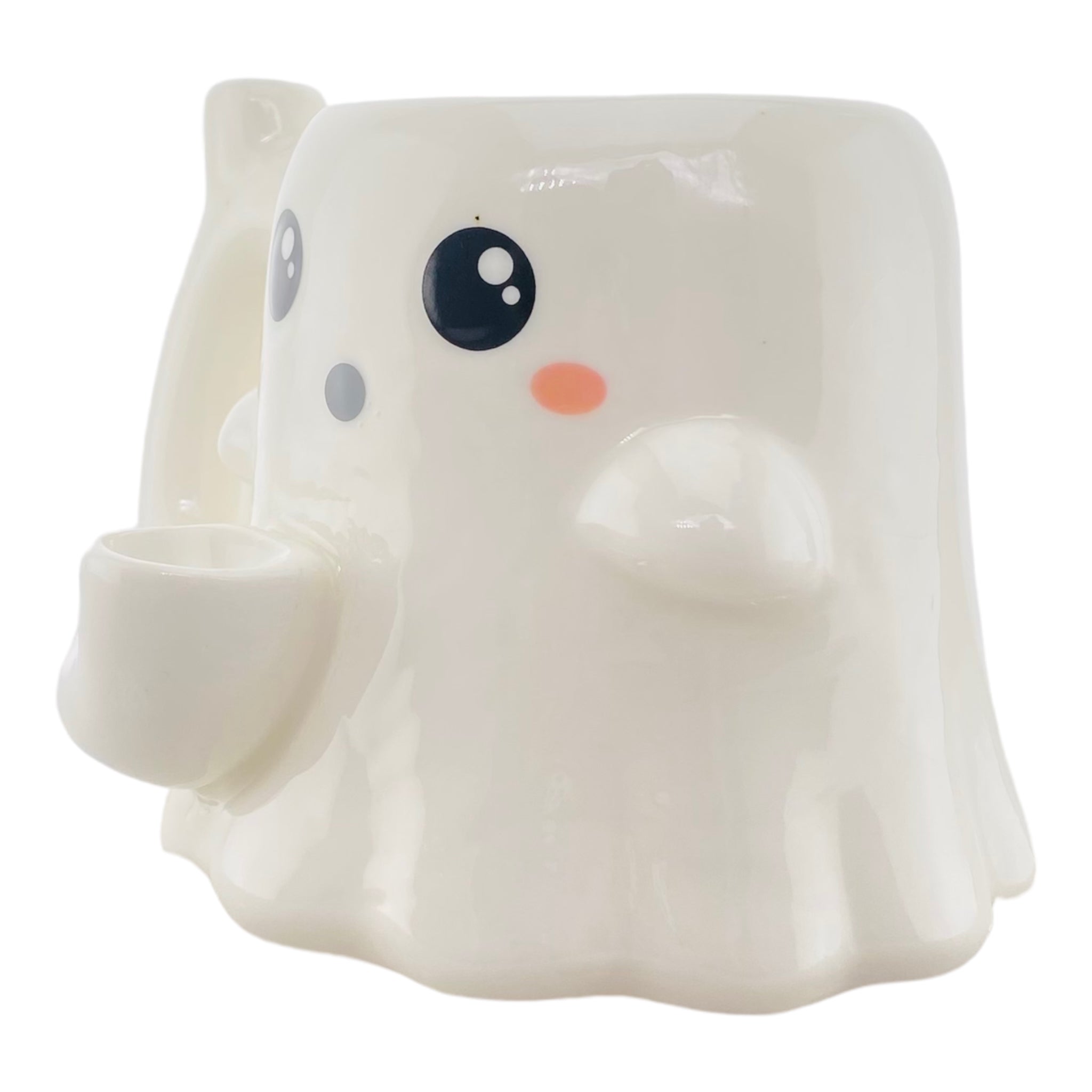 Wake & Bake Ceramic Ghost Coffee Cup & Hand Pipe