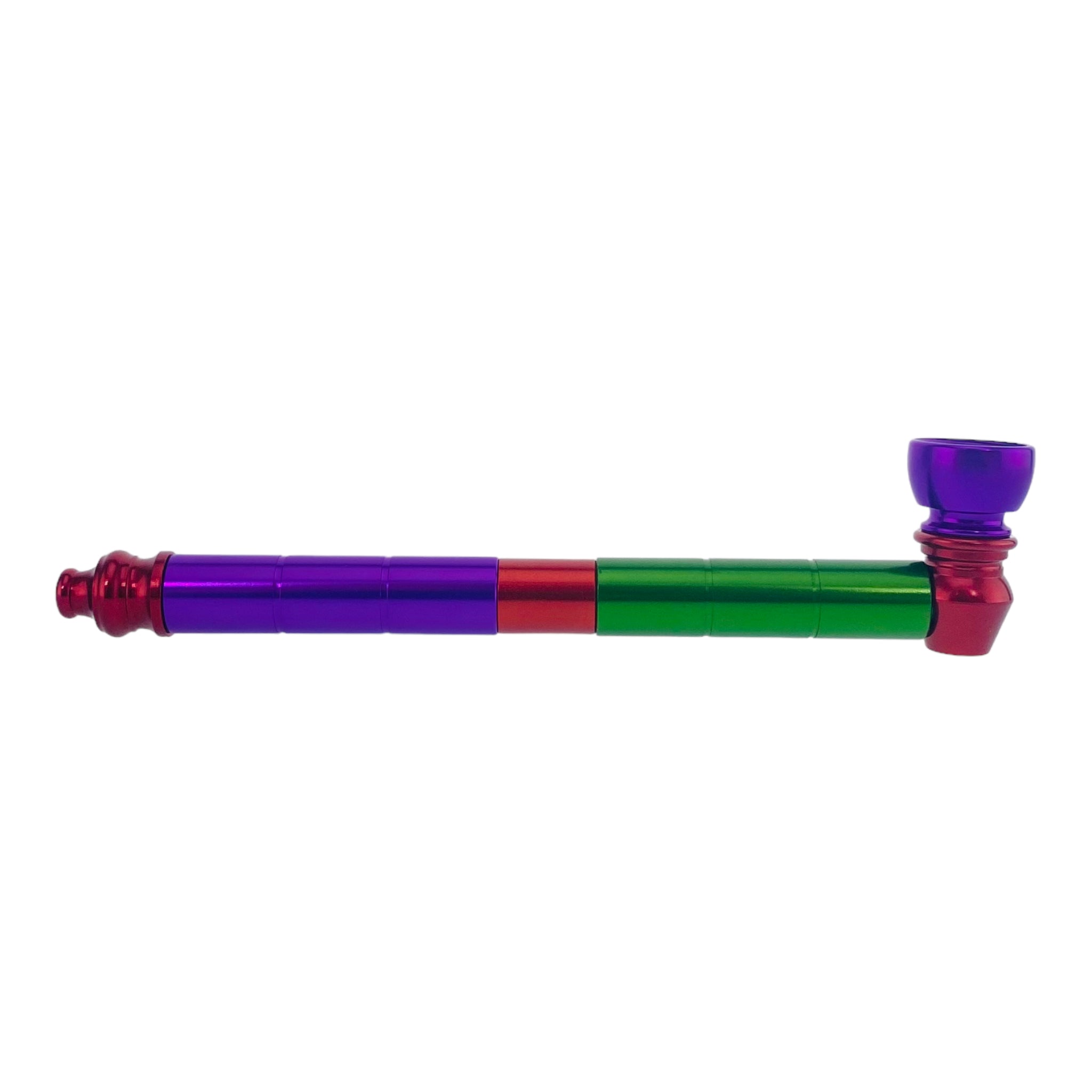 red purple and green Metal Hand Pipes - Multi-color Long Stem Aluminum Metal Pipe