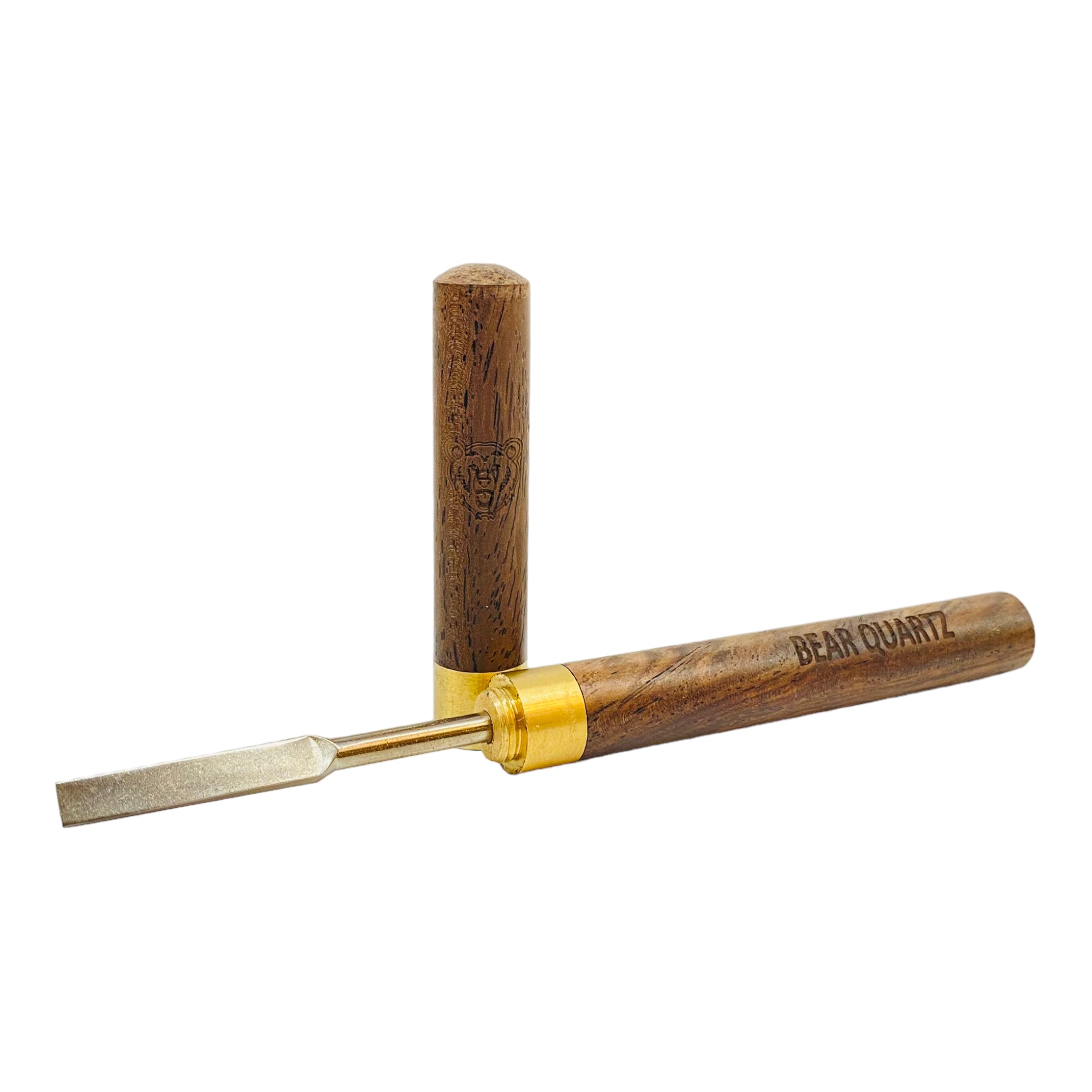 Bear Quartz Wood Pocket Spatula Dab Tool With Cap