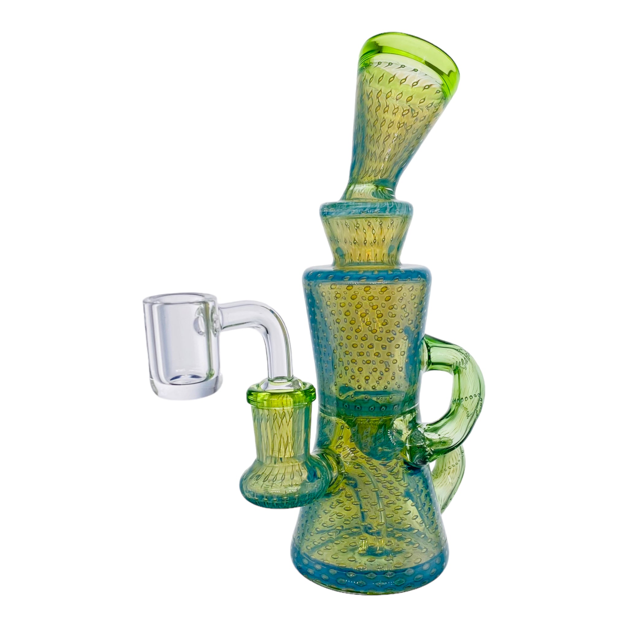 Green Recycler Dab Rig With Bubble Trap Design