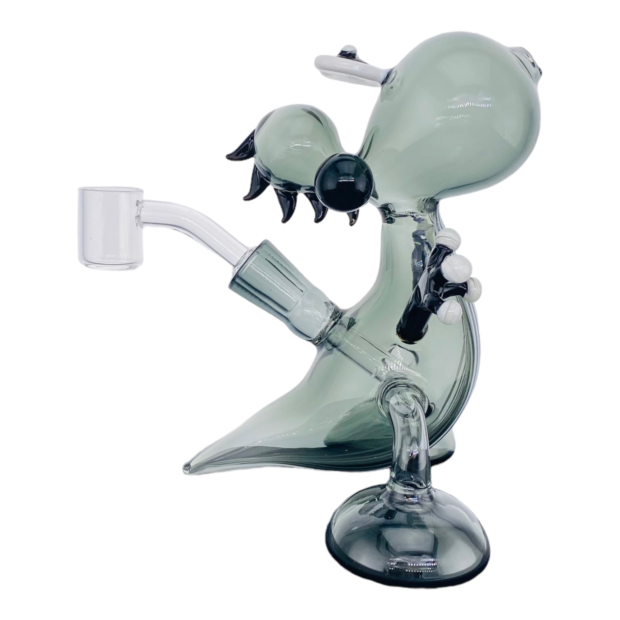 cute girly Shadow Black Yoshi Dab Rig With White Linework