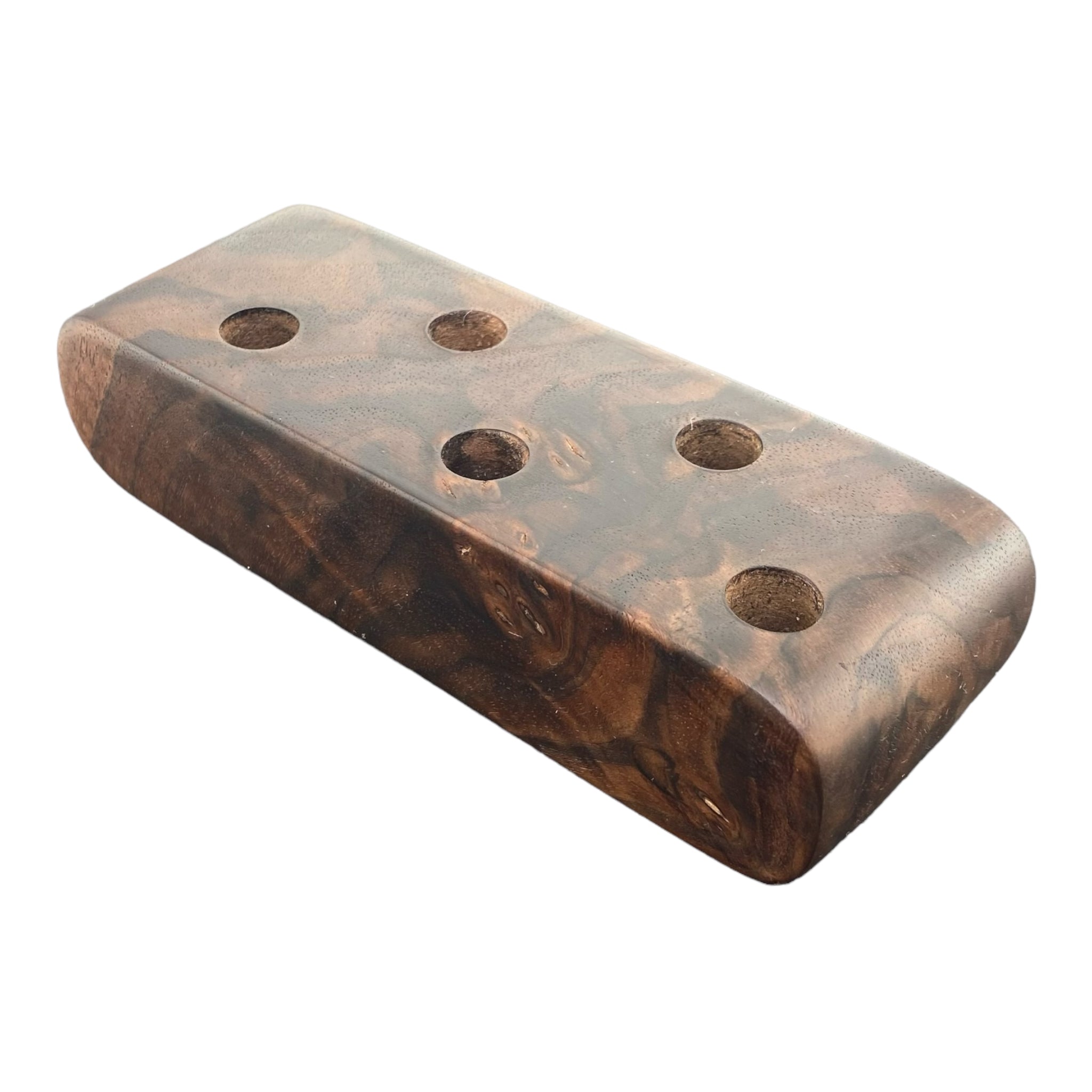 5 Hole Wood Display Stand Holder For 14mm Bong Bowl Pieces Or Quartz Bangers - Black Walnut Burl