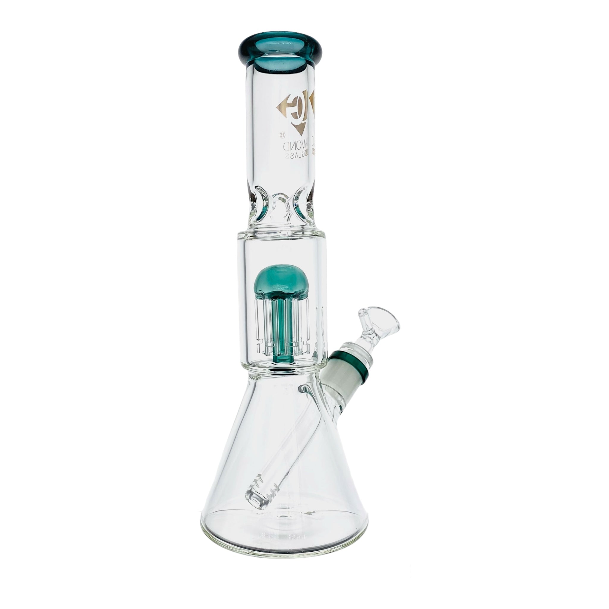 cute Diamond Glass Bong - Dark Green 11 Inch Beaker Bong With Tree Perc for sale