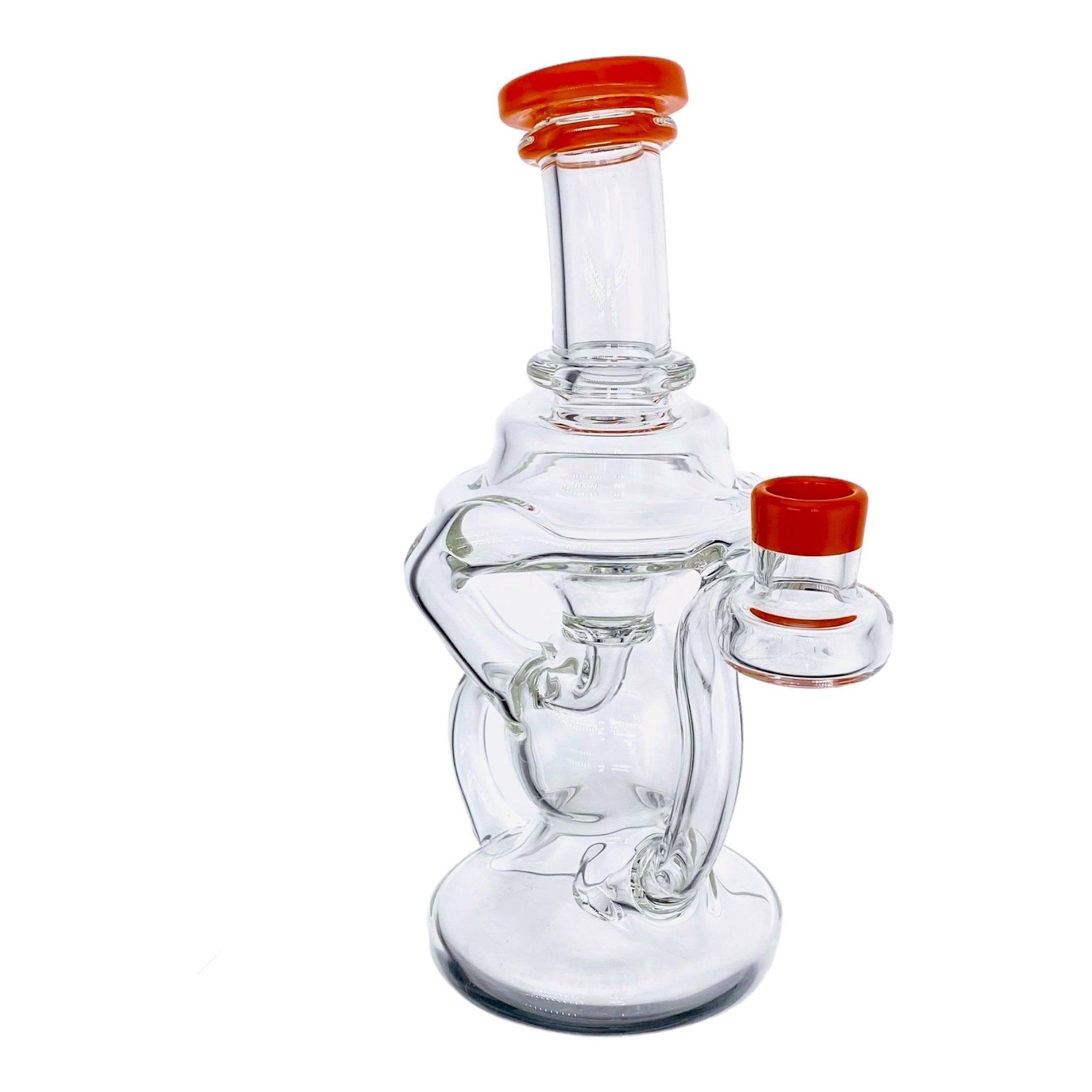 heady glass Santa Cruz Glass - Clear Klein Recycler Dab Rig With Orange Lip for sale