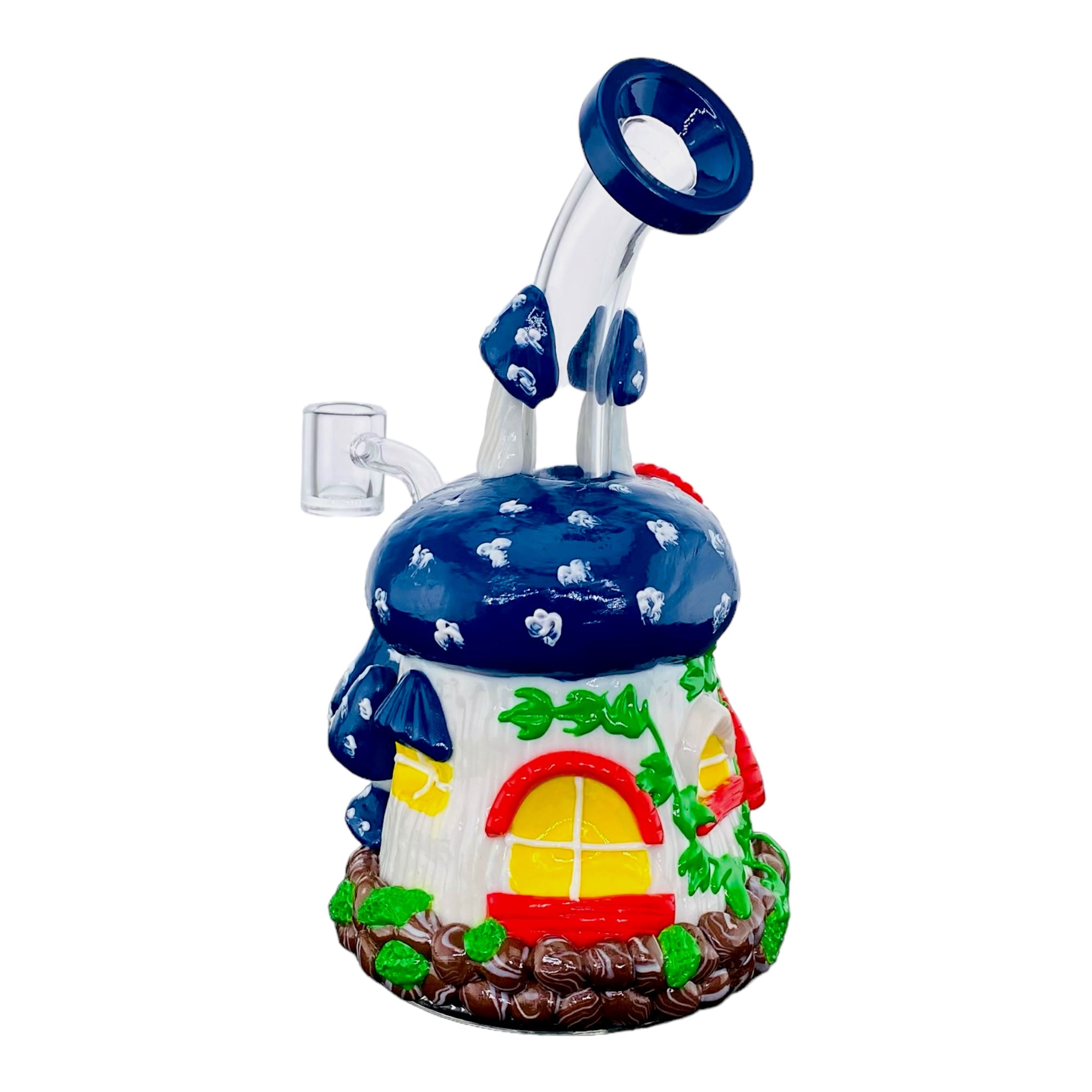 Blue And White Mushroom House Small Dab Rig