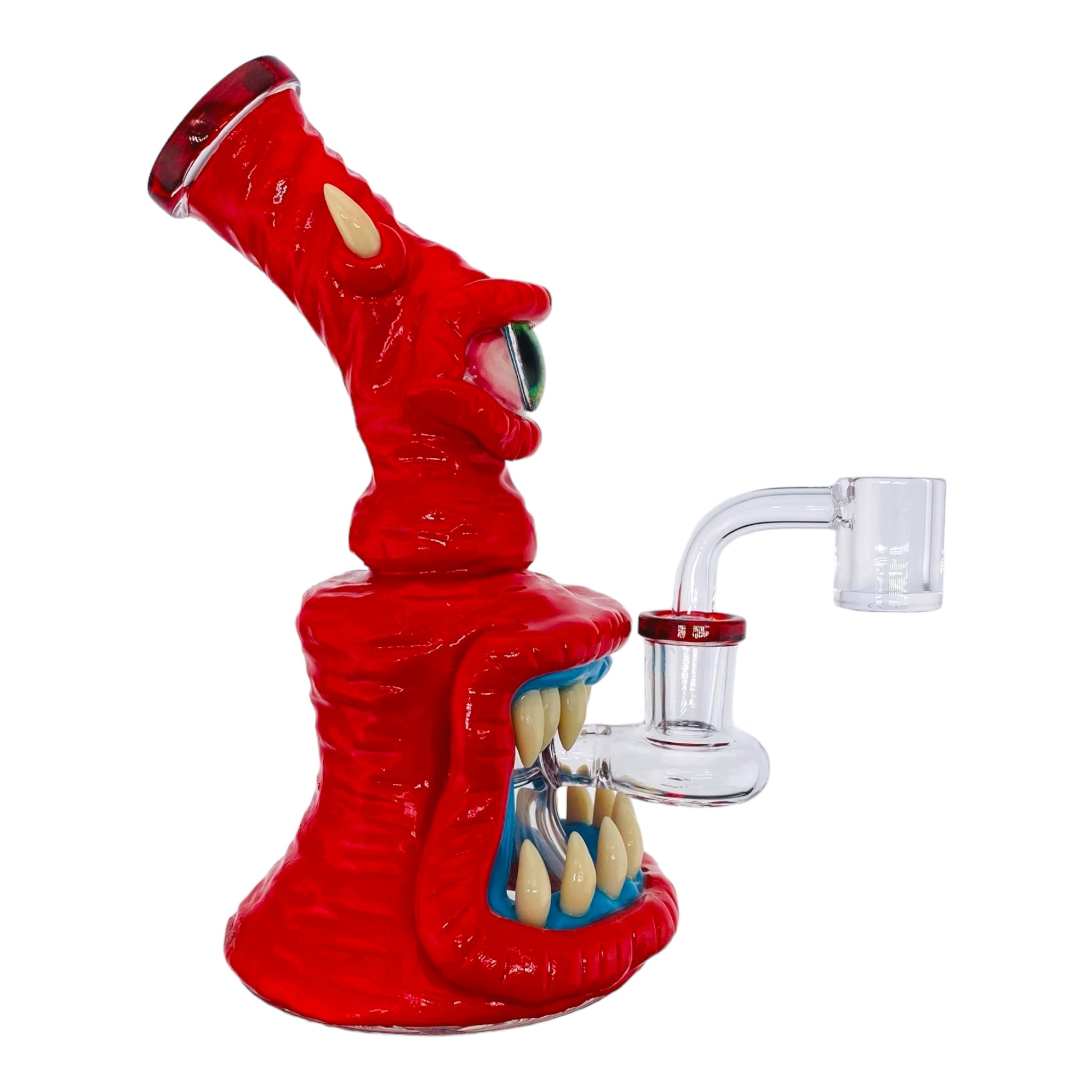 small red cute dab rig with halloween themed creature on it for sale