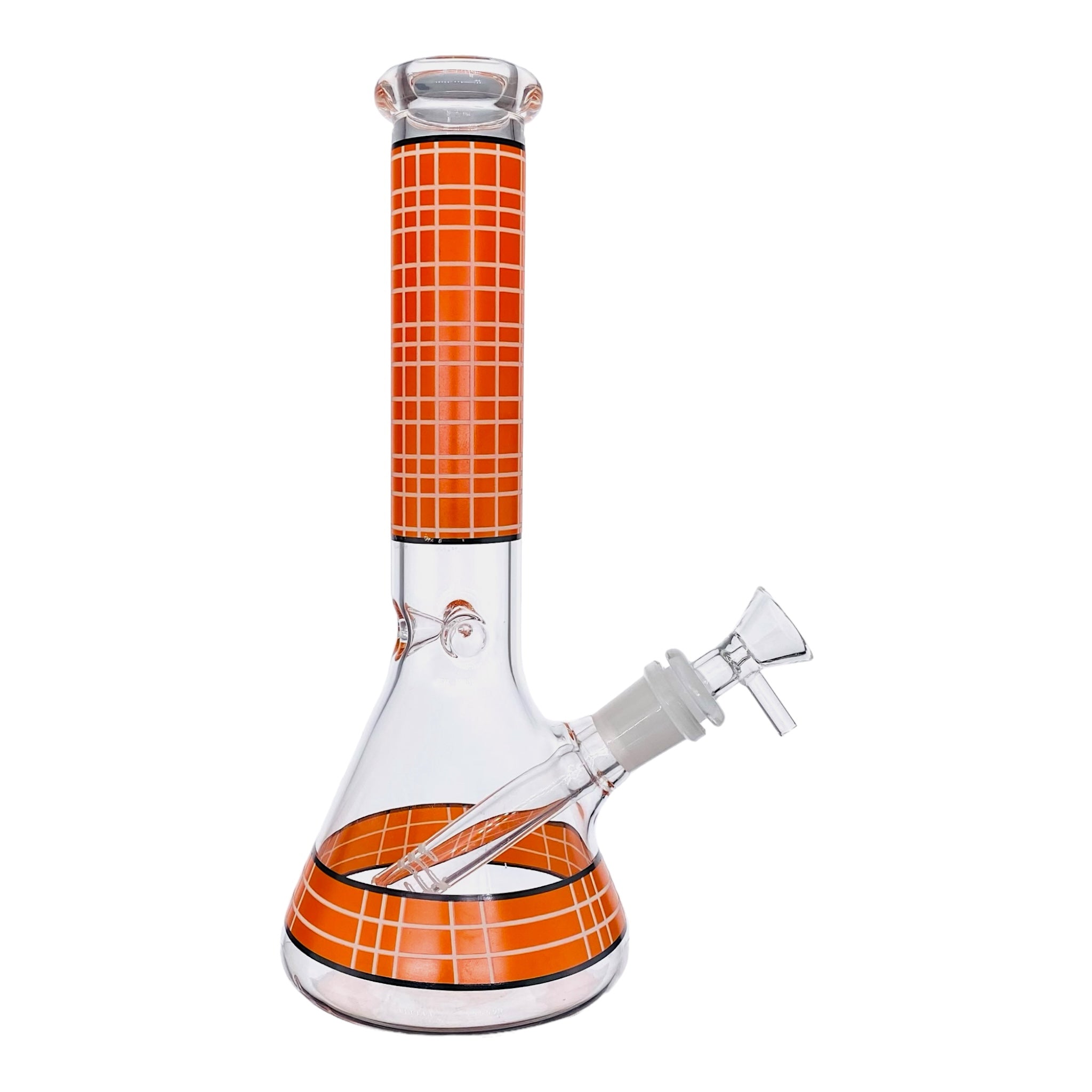 10 Inch Clear Beaker Glass Bong With Orange Plaid