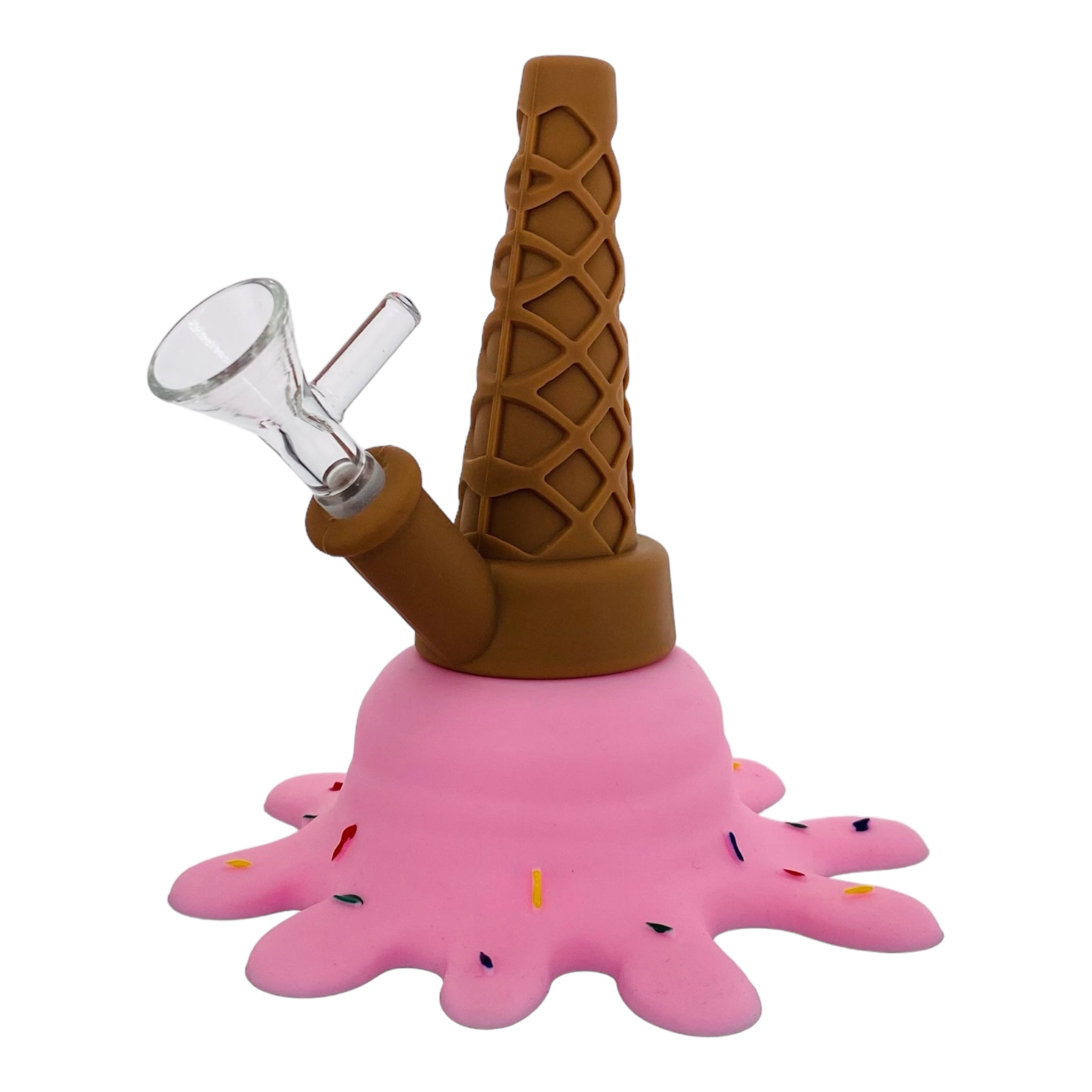 cute and girly Silicone Rubber Ice Cream Cone Bong Pink for sale