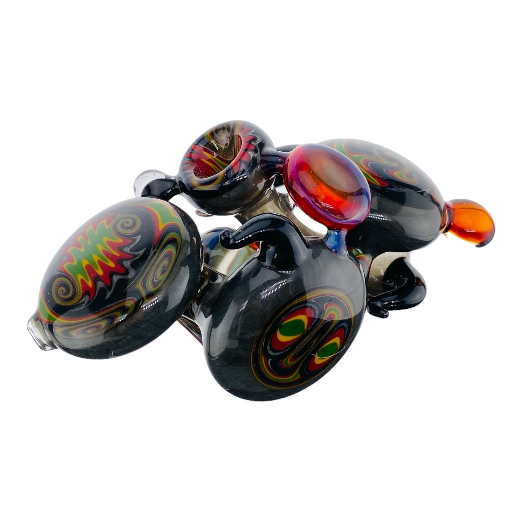 heady custom water bubbler bong Multi Section Rasta Wig Wag Heady Glass Bubbler for sale