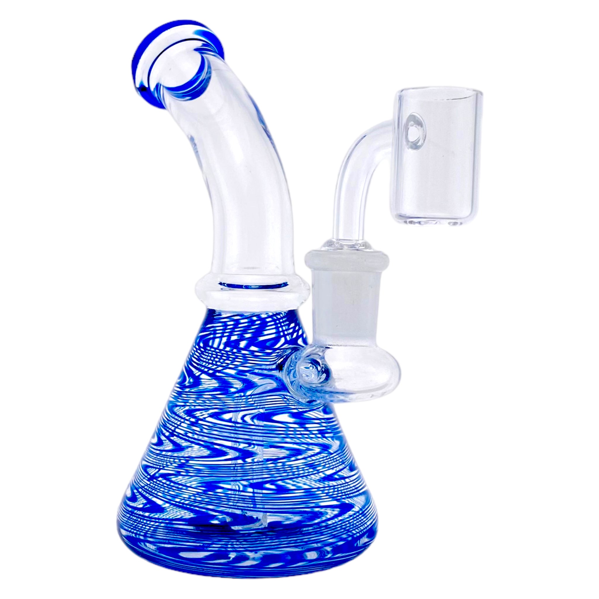 Small Beaker Base Dab Rig With Blue Wrap And Rake