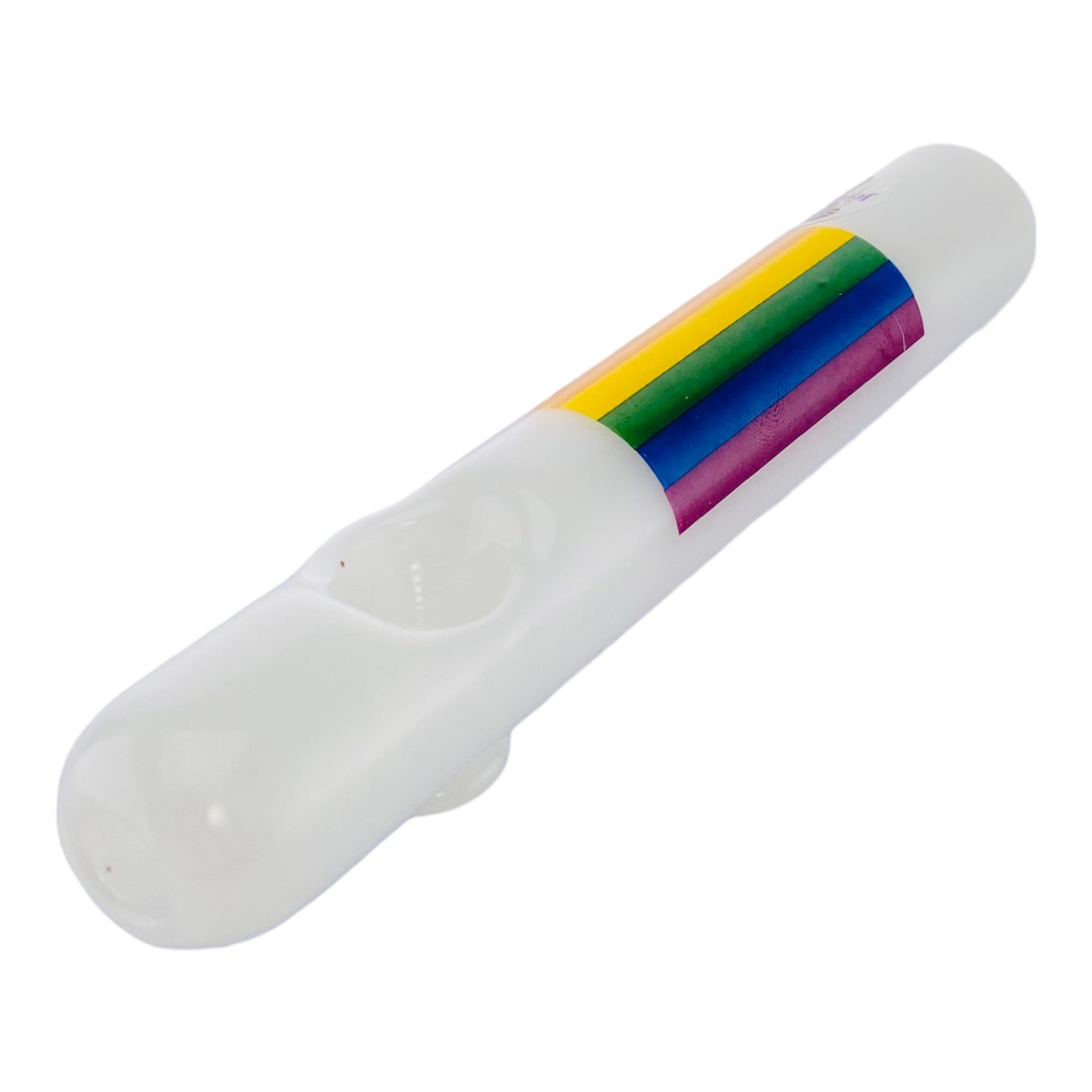 White Glass Steamroller With Rainbow